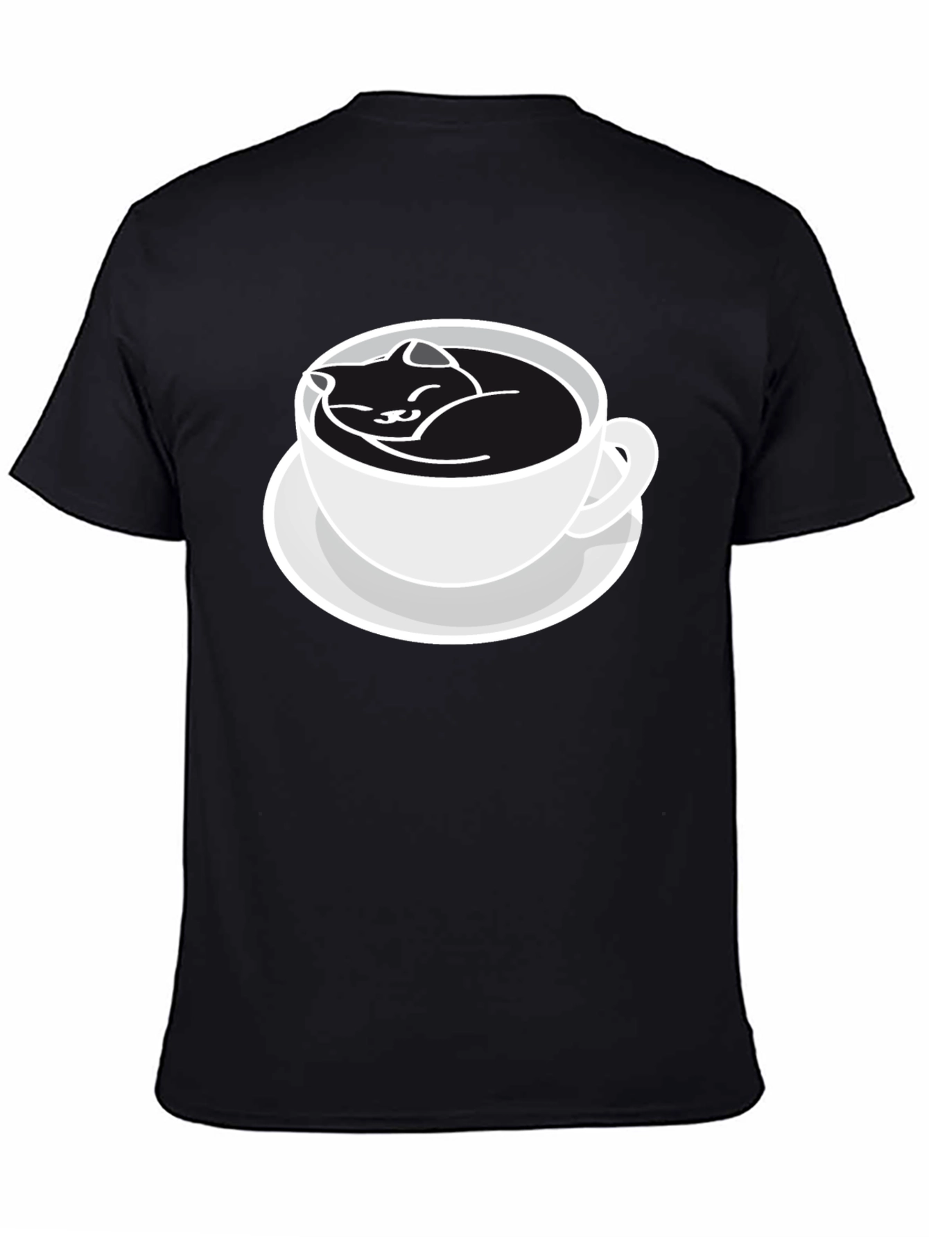 Black Cat Nap Coffee Cup Black T-Shirt view 4