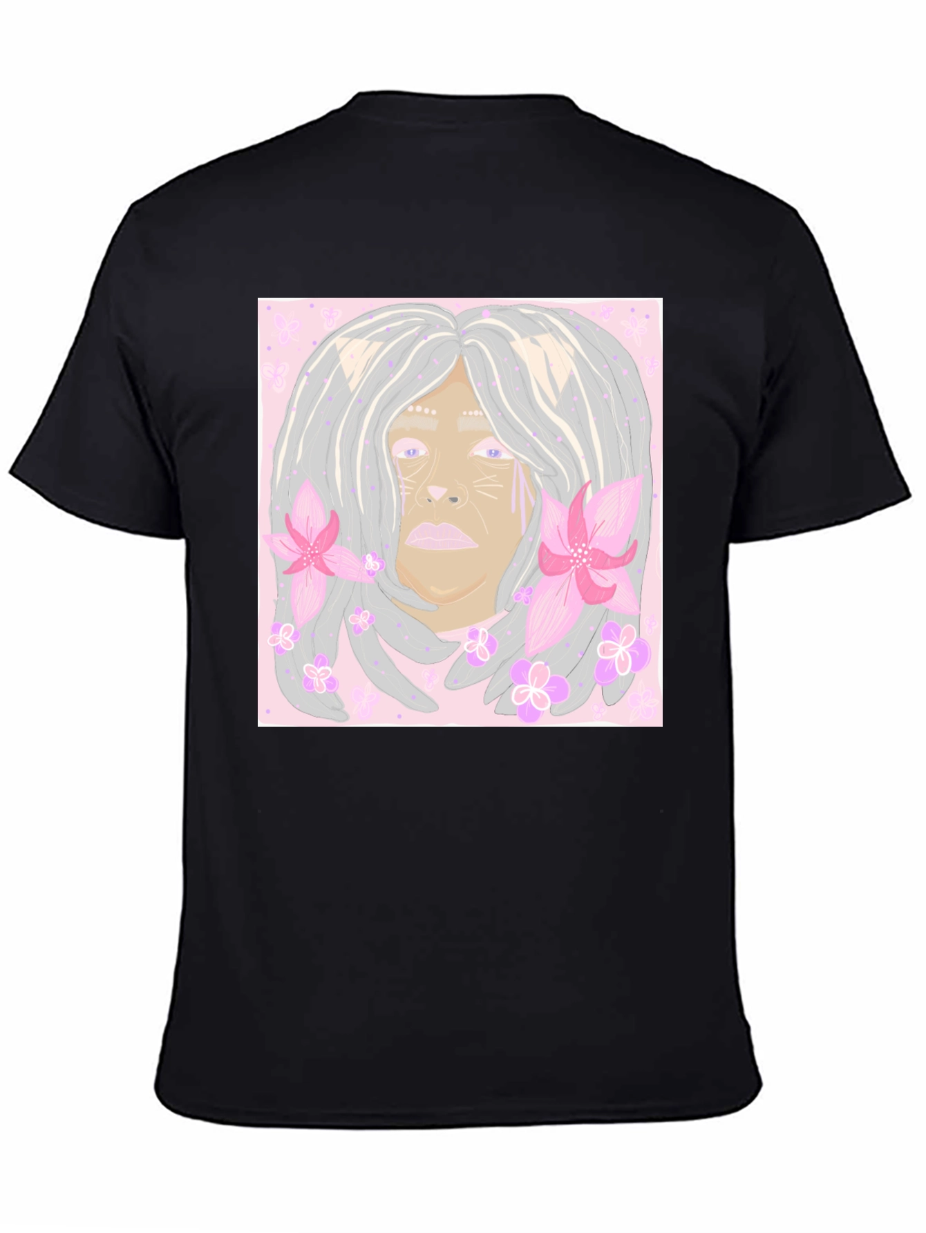 Black Unique Cat Flower T-Shirt  view 4