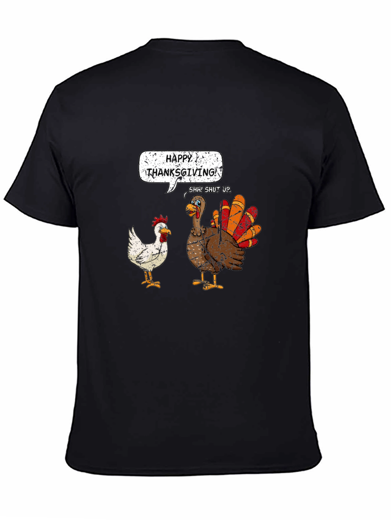 Black Happy Thanksgiving Funny Turkey T-Shirt view 4