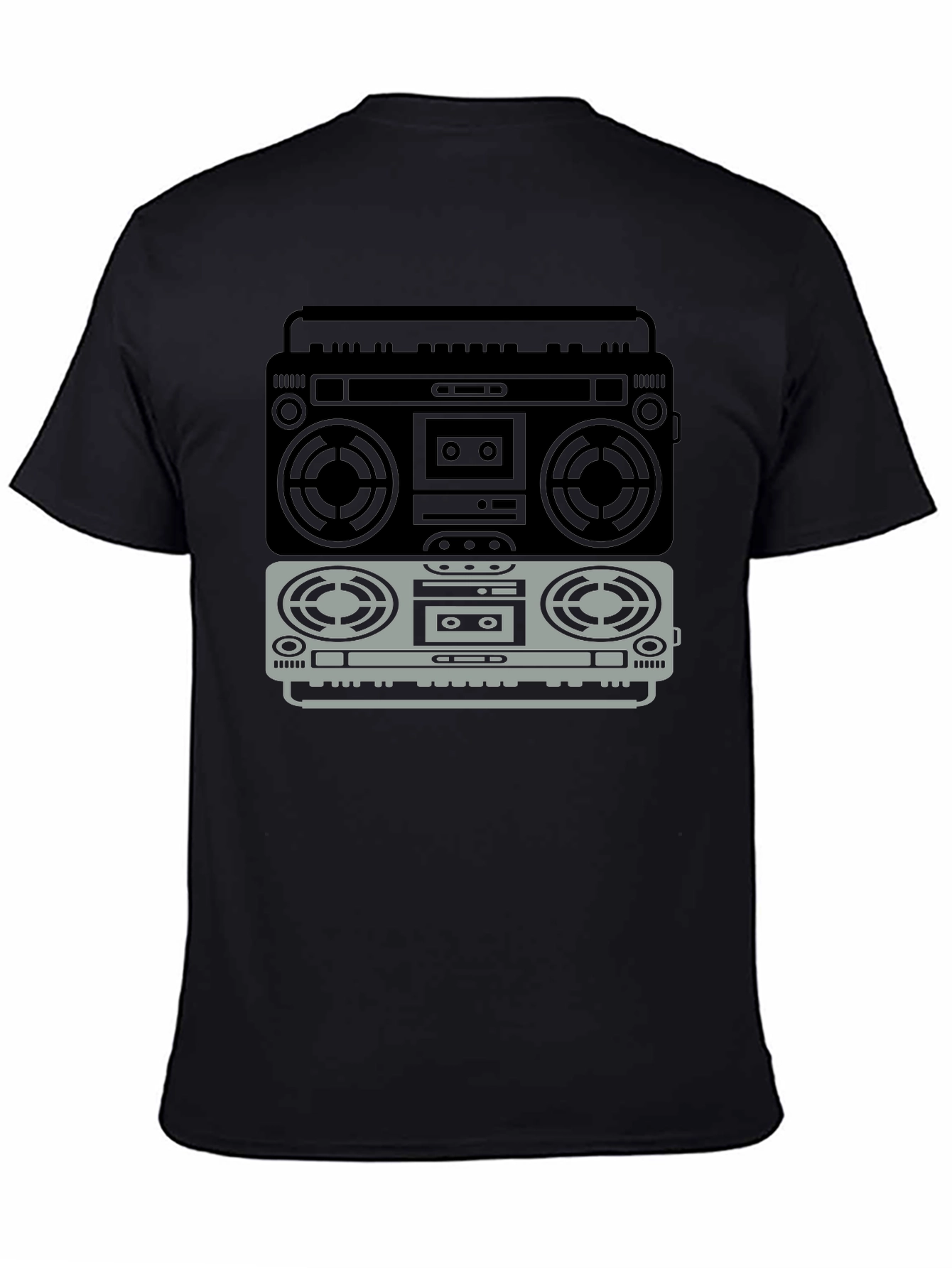 Black Retro Boombox Graphic T-Shirt - Vintage Music Lover Tee view 4