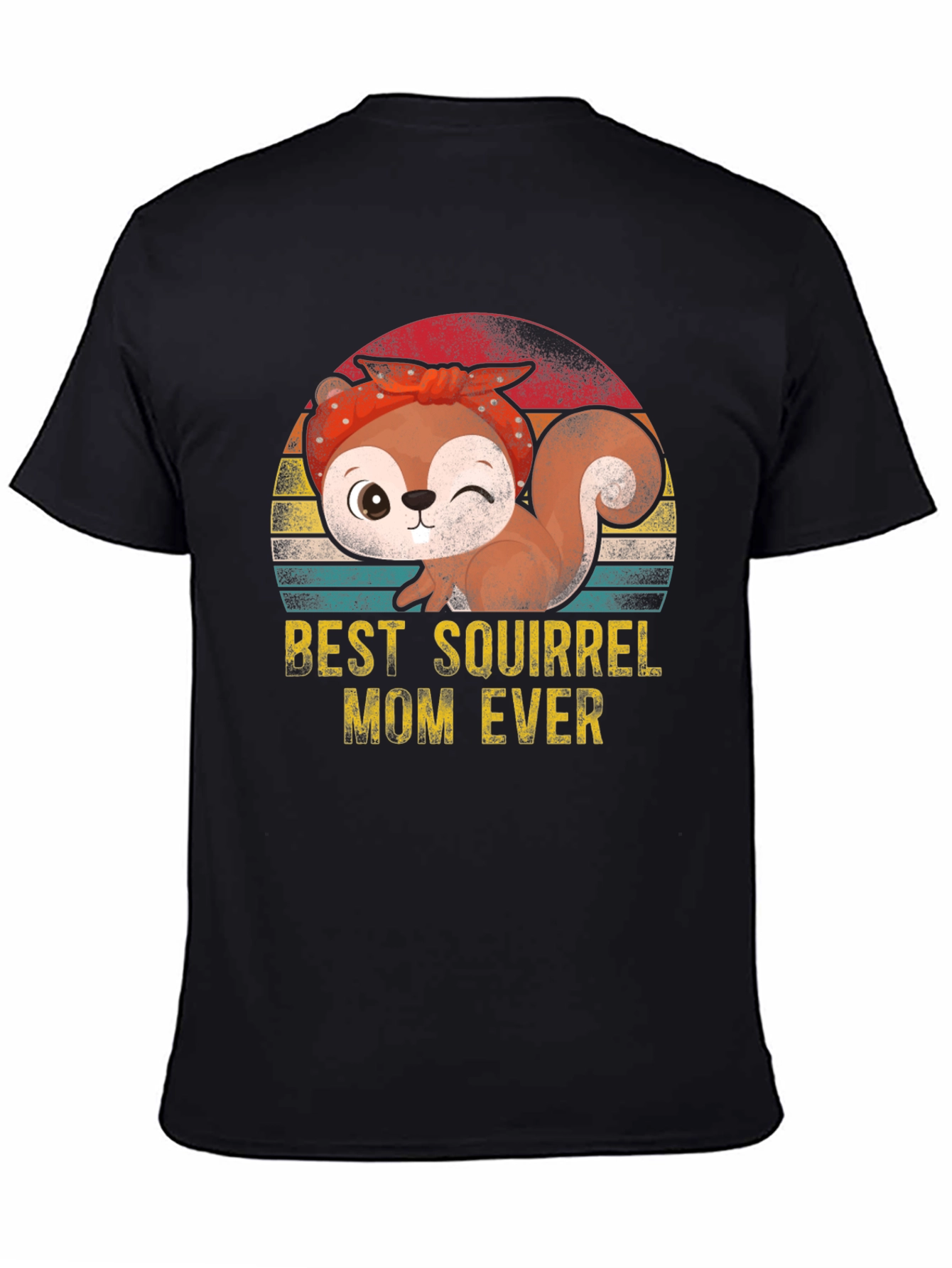 Black Best Squirrel Mom Ever T-Shirt view 4