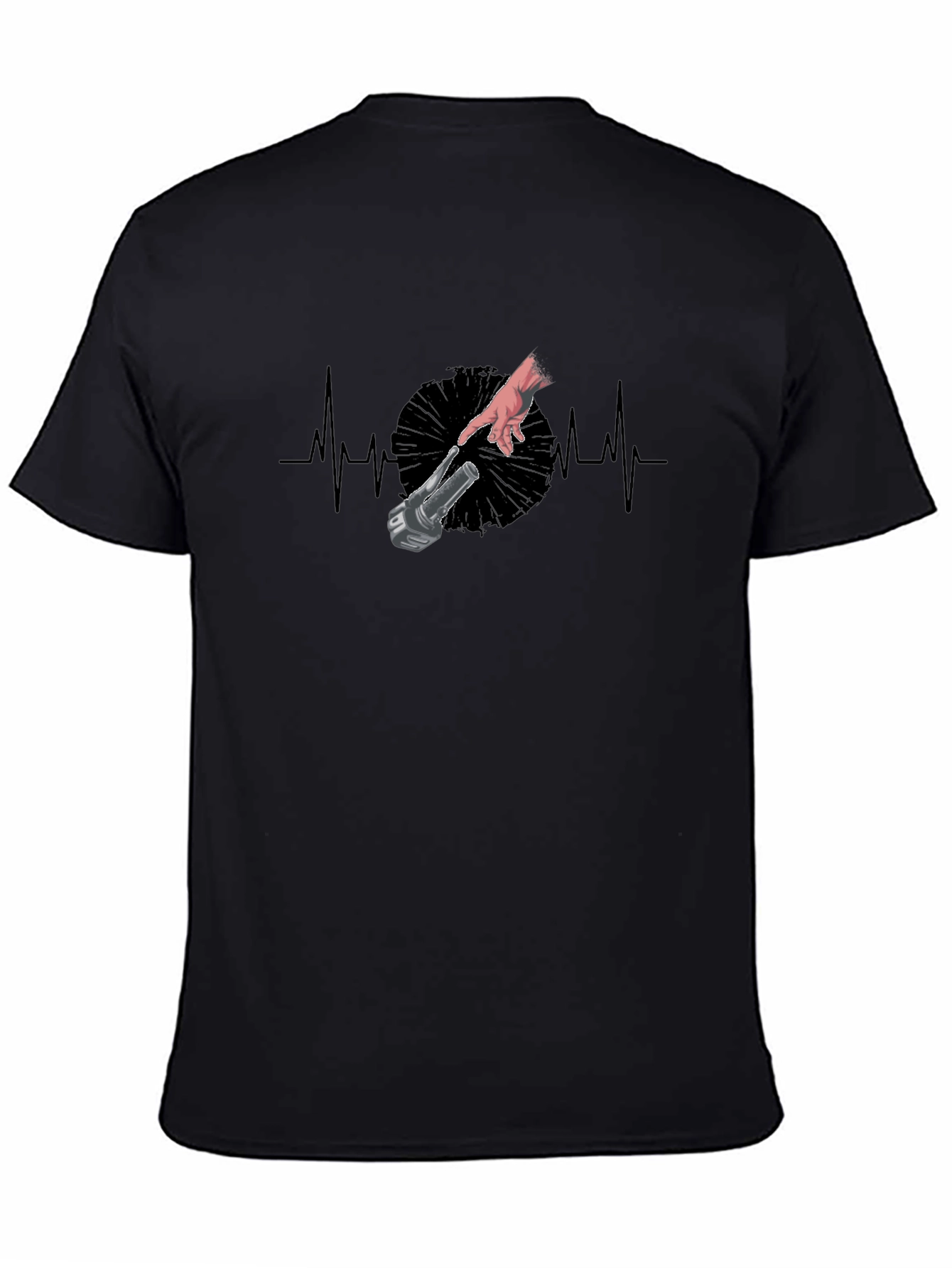 Black Motorcycle Heartbeat T-Shirt view 4