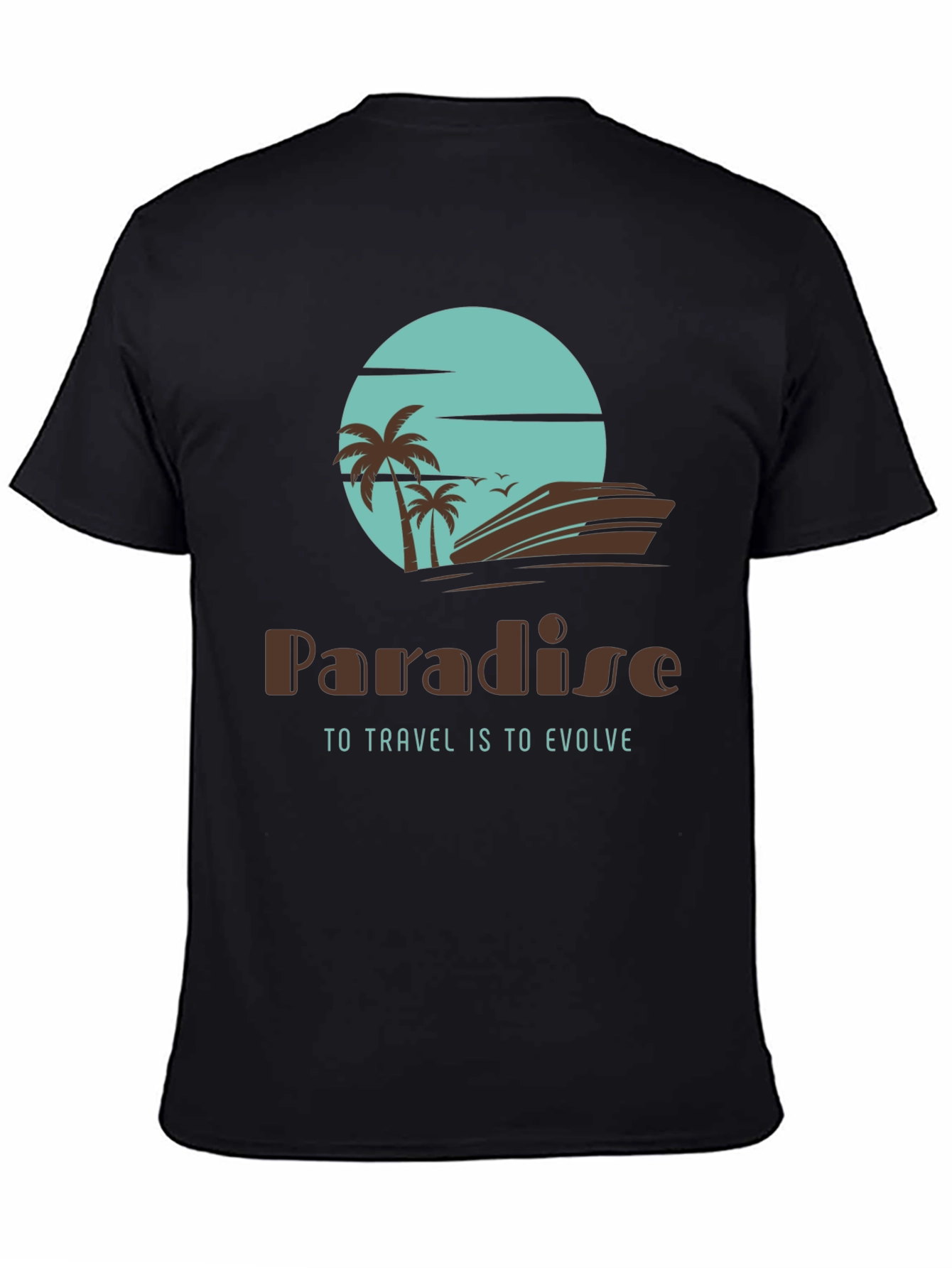 Black Paradise Travel T-Shirt - Evolve in Style view 4