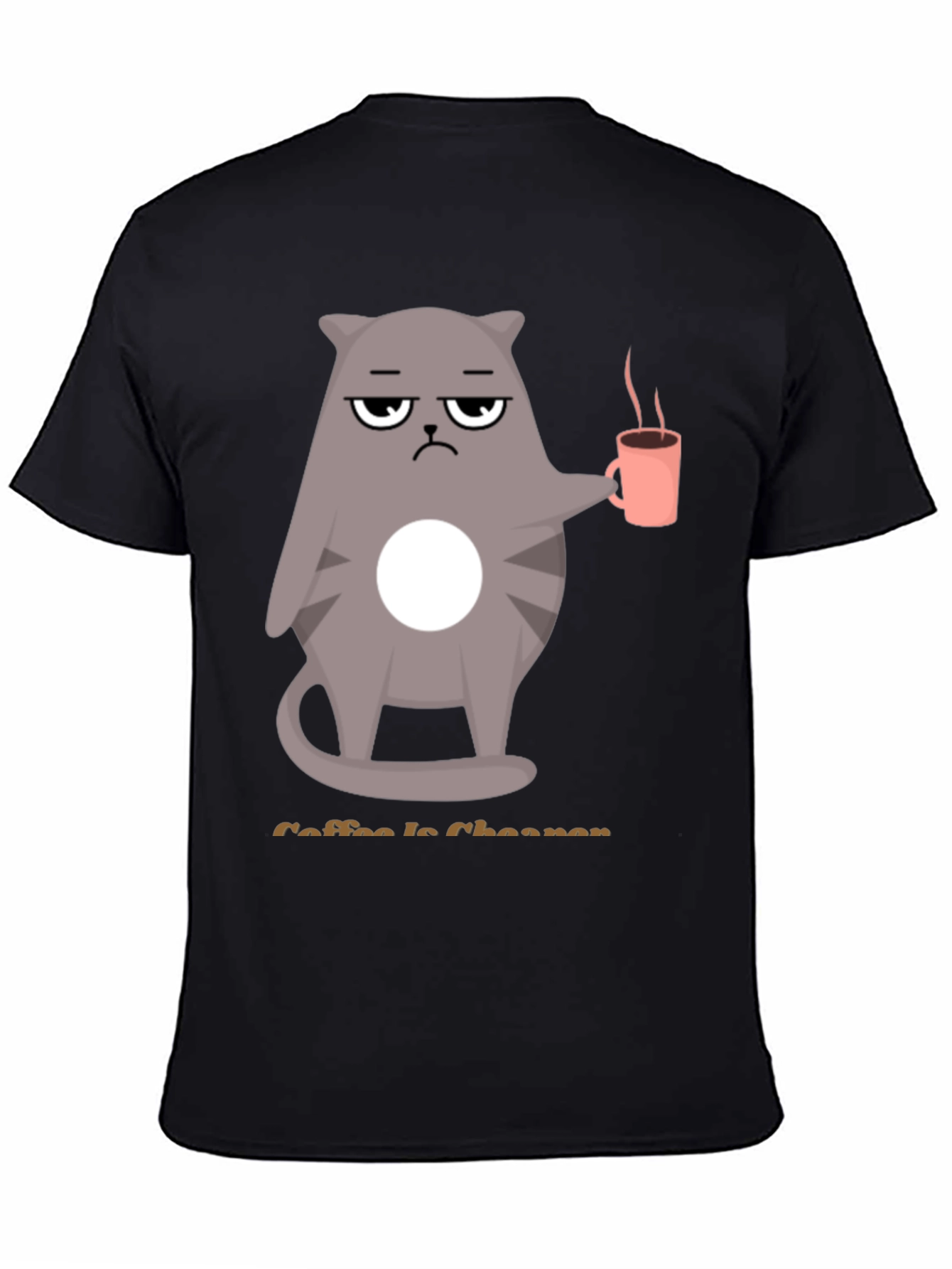 Black Coffee is Cheaper T-Shirt - Grumpy Cat Design view 4