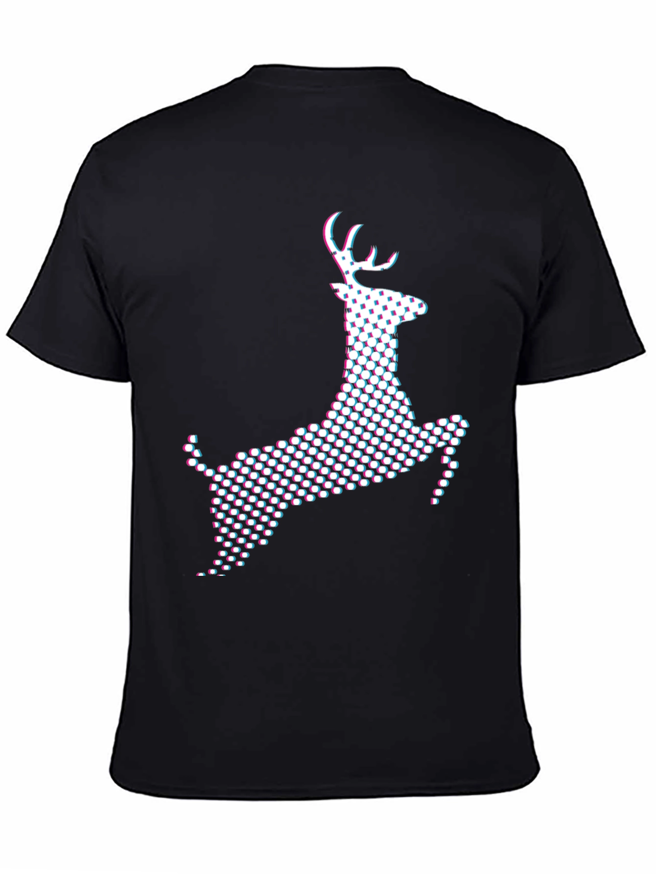 Black Abstract Reindeer Graphic Black T-Shirt view 4