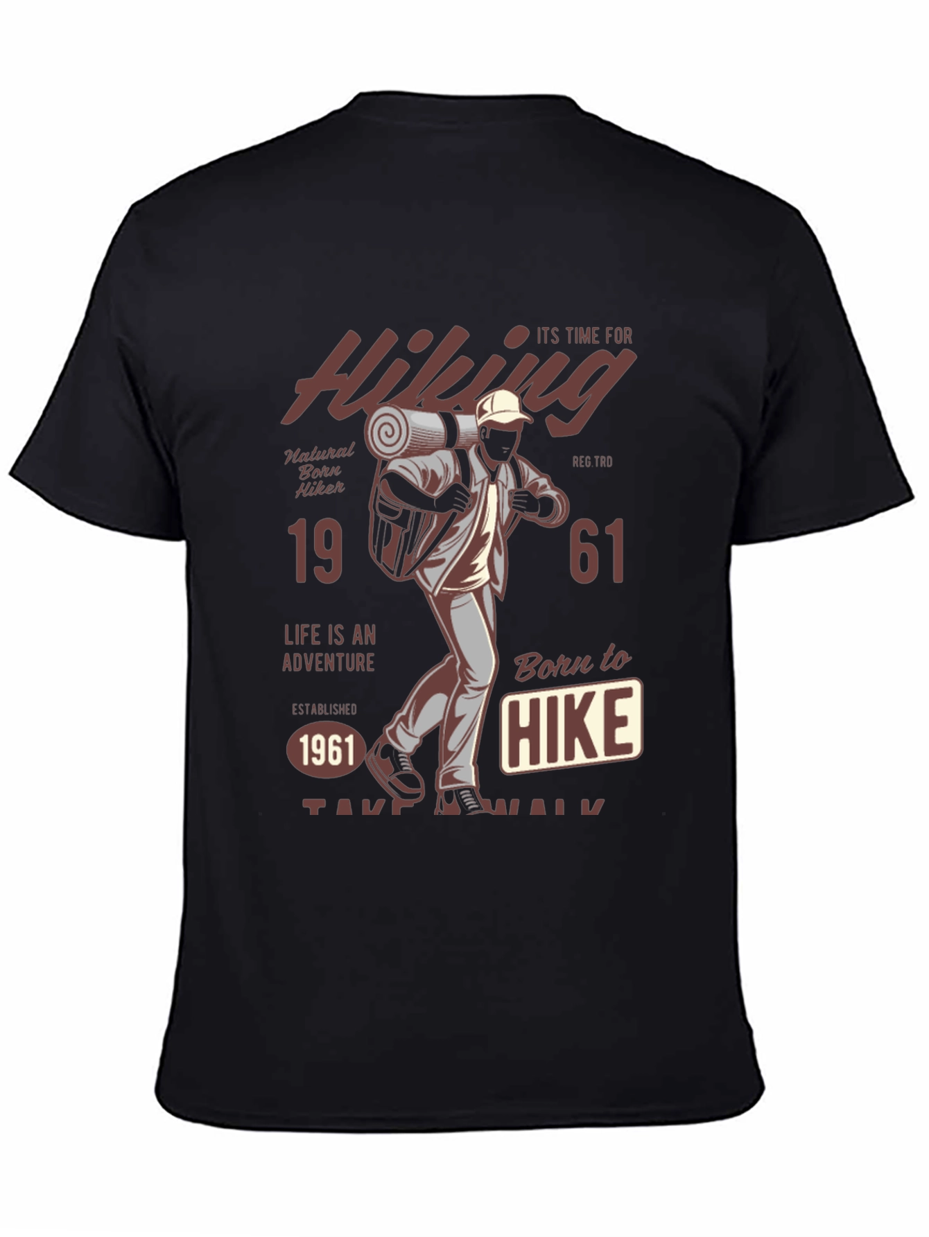 Black Hiking Adventure Tee - Born to Hike Graphic T-Shirt view 4
