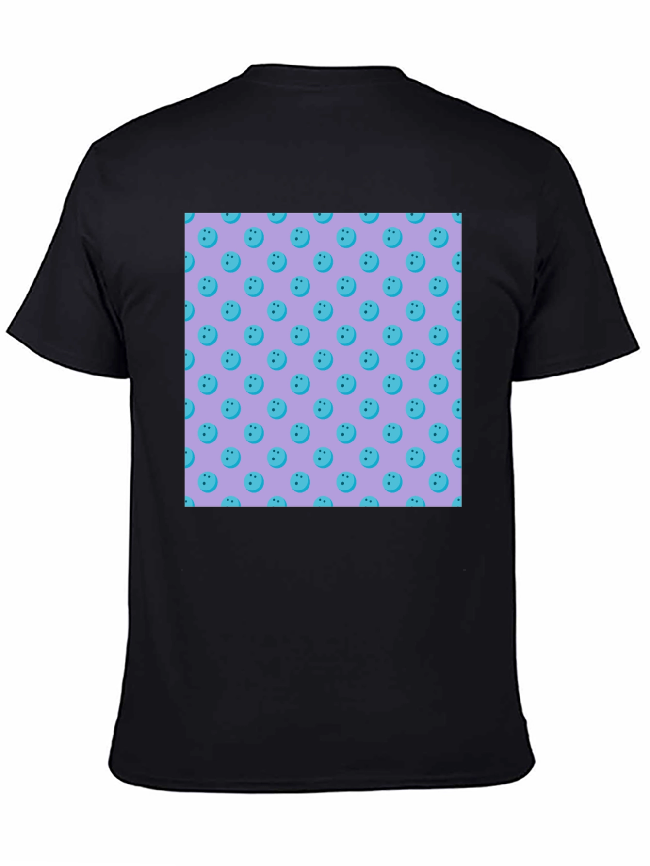 Black Novelty Bowling Ball Pattern Black T-Shirt view 4