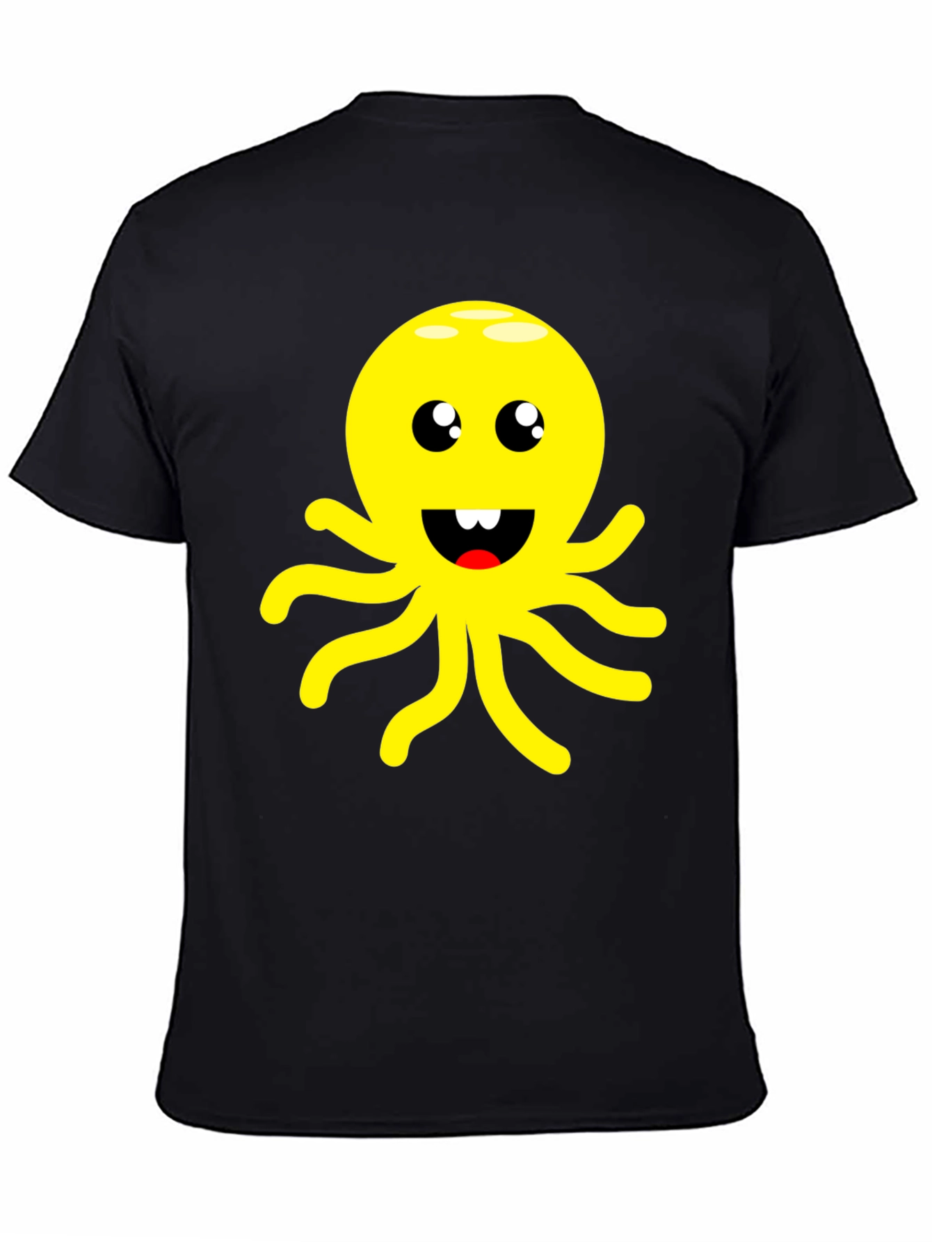 Black Cute Cartoon Octopus Graphic Black T-Shirt view 4