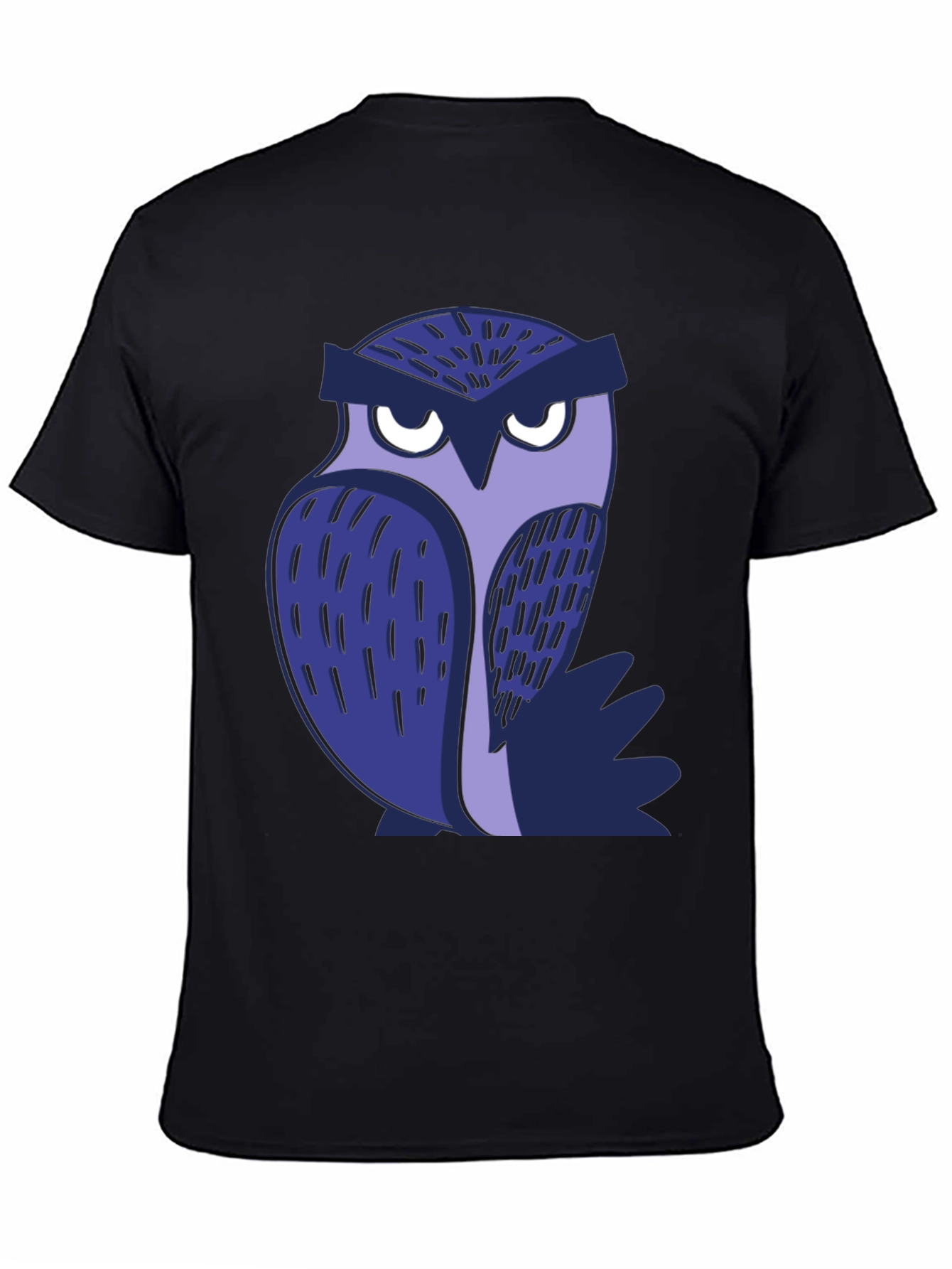 Black Cool Owl Graphic Tee - Black Unisex T-Shirt view 4