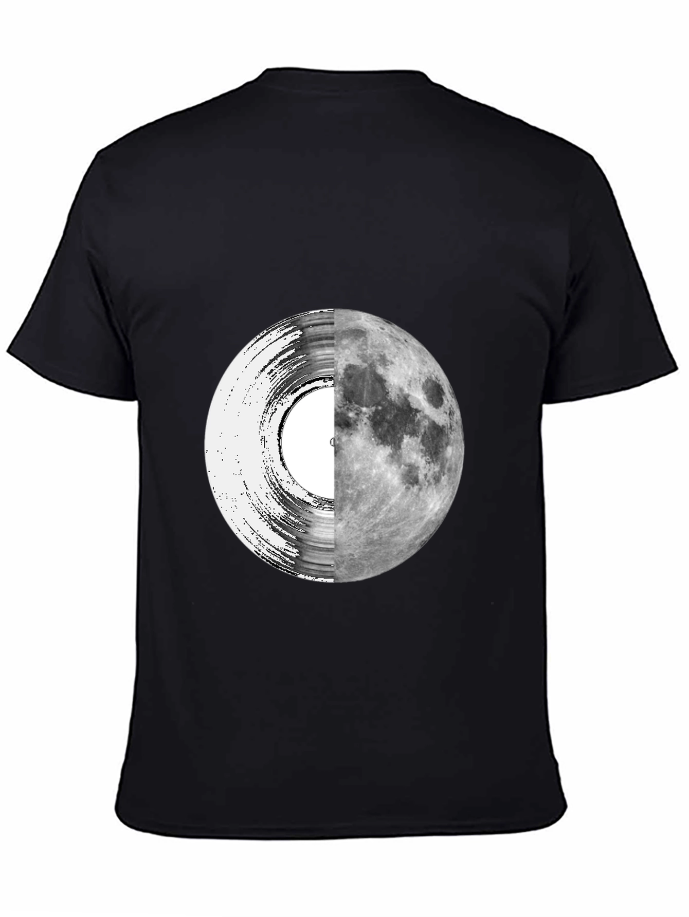 Black Vinyl Moon Graphic Tee - Unique Music Lover Shirt view 4