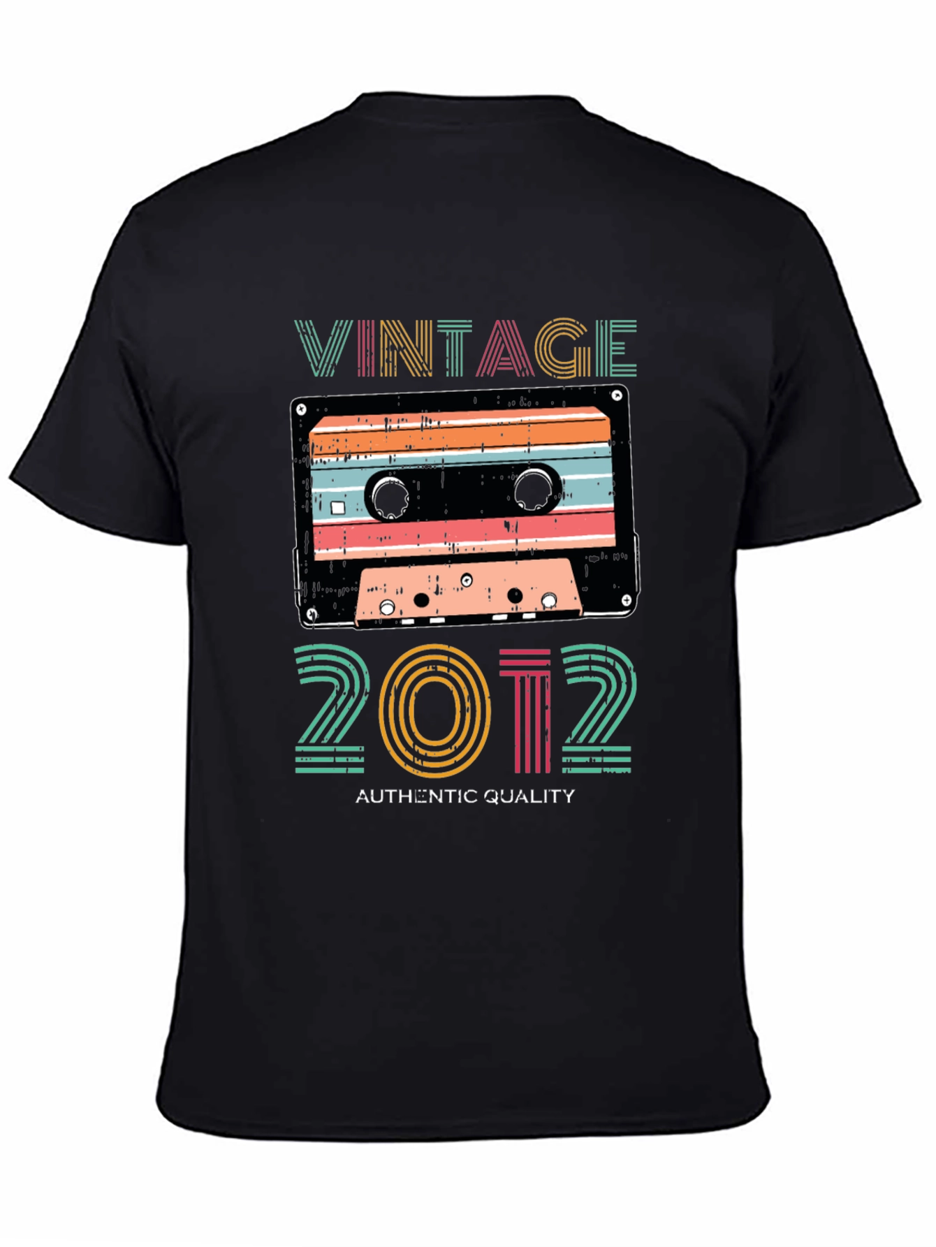 Black Vintage 2012 Cassette Tape Graphic T-Shirt view 4