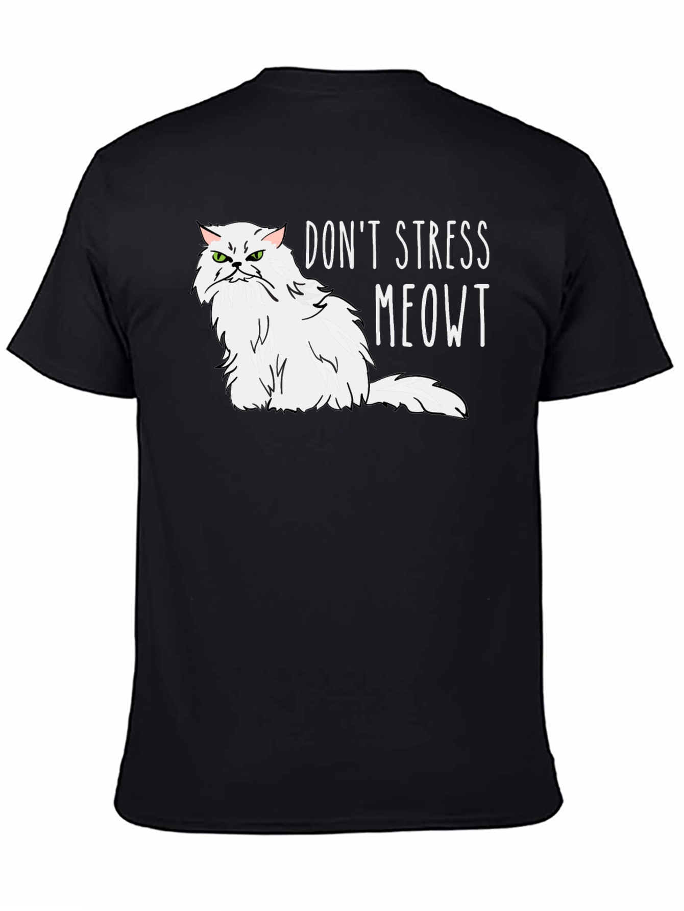 Black Don't Stress Meowt Cat Graphic T-Shirt view 4
