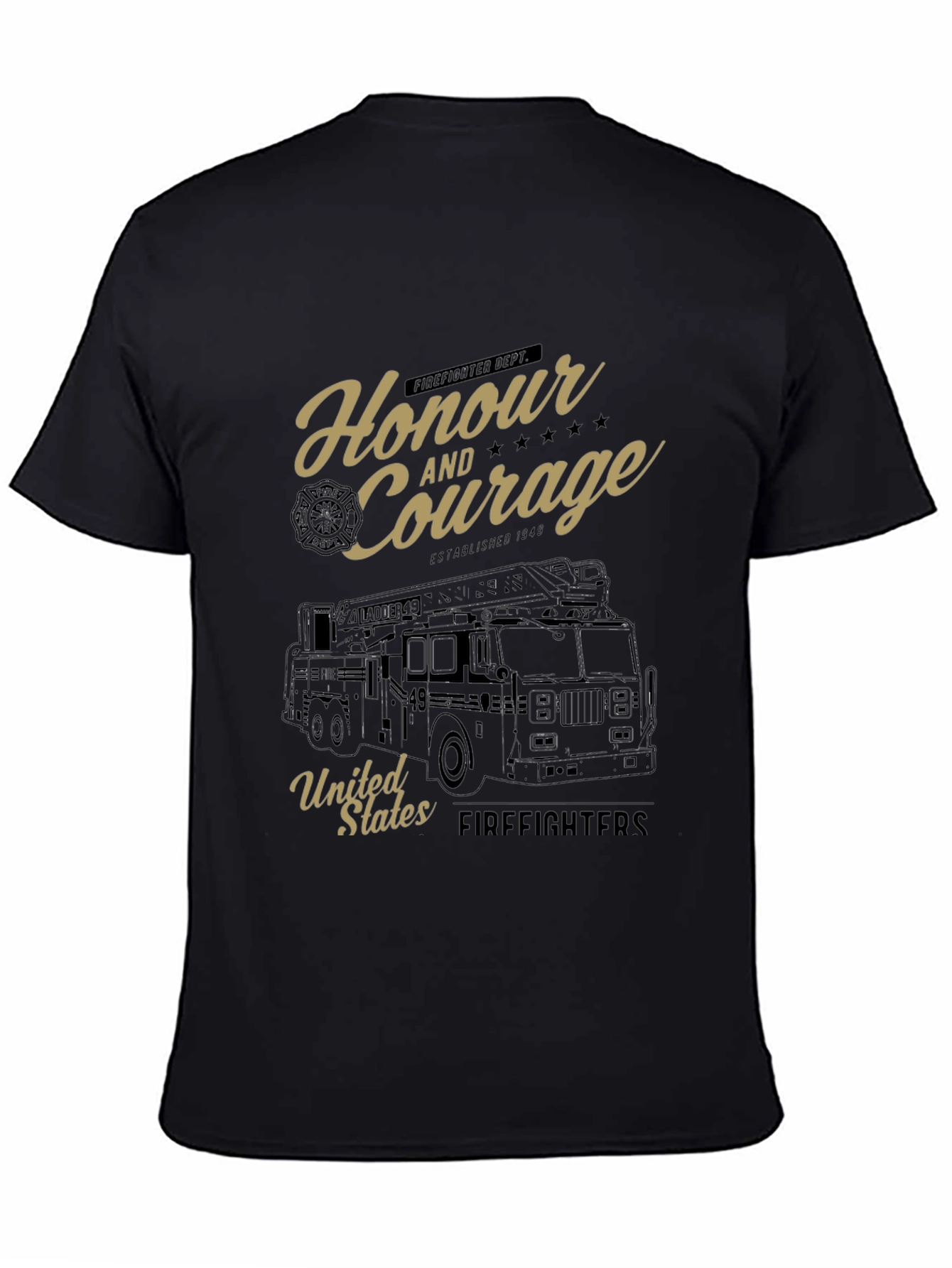 Black Honour and Courage Firefighter T-Shirt view 4