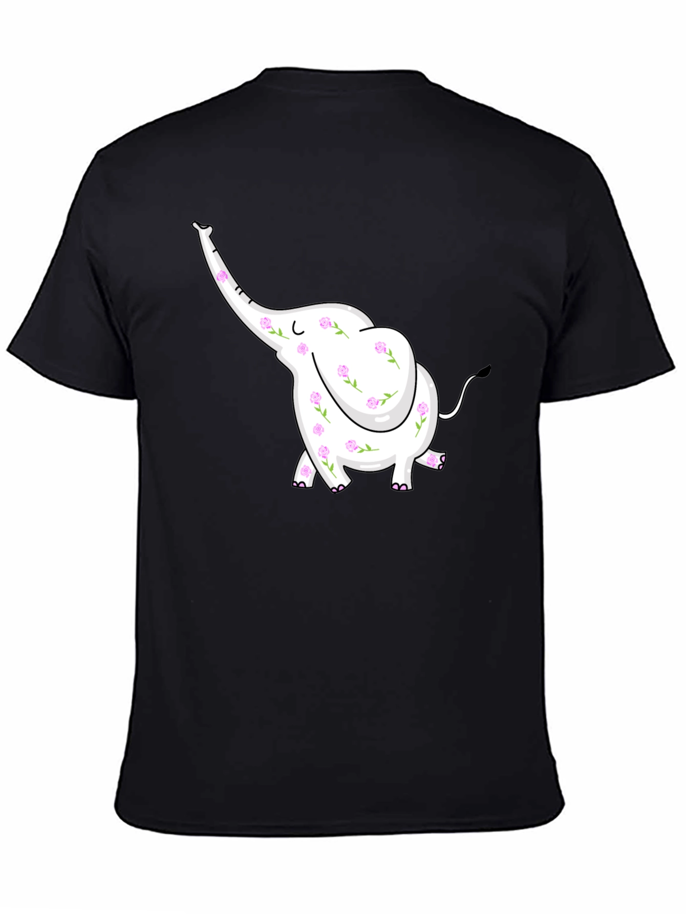 Black Floral Elephant Graphic Tee view 4