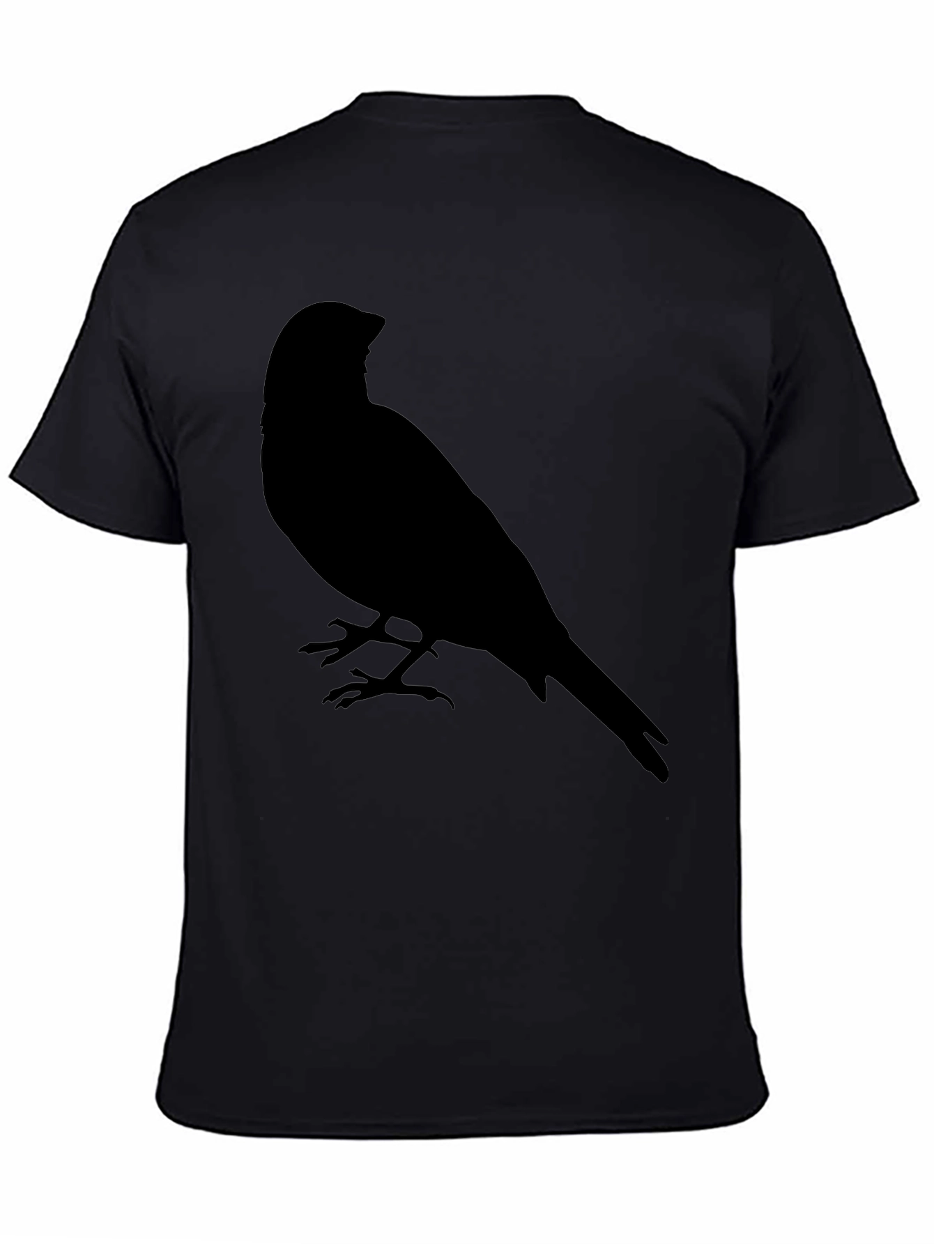 Black Men's Black T-Shirt with Bird Silhouette Graphic view 4