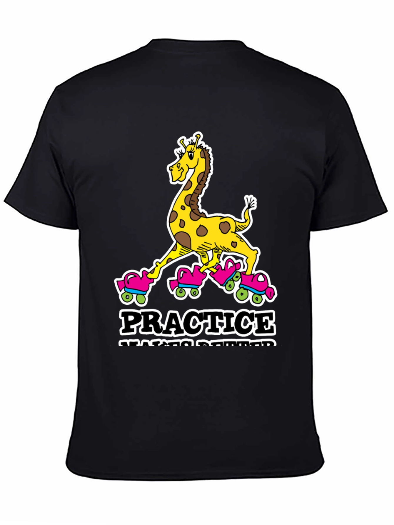 Black Giraffe Roller Skating T-Shirt - Practice Makes Progress view 4