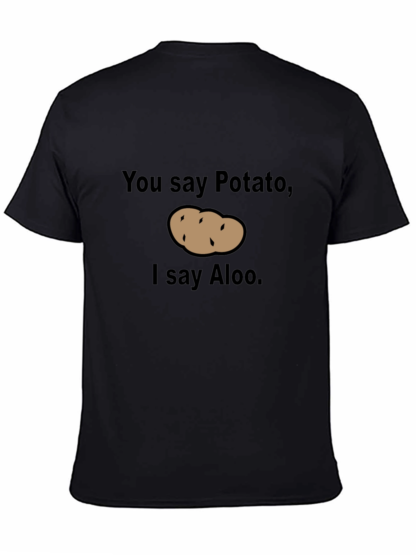 Black Funny Potato vs Aloo Graphic Men's T-Shirt view 4