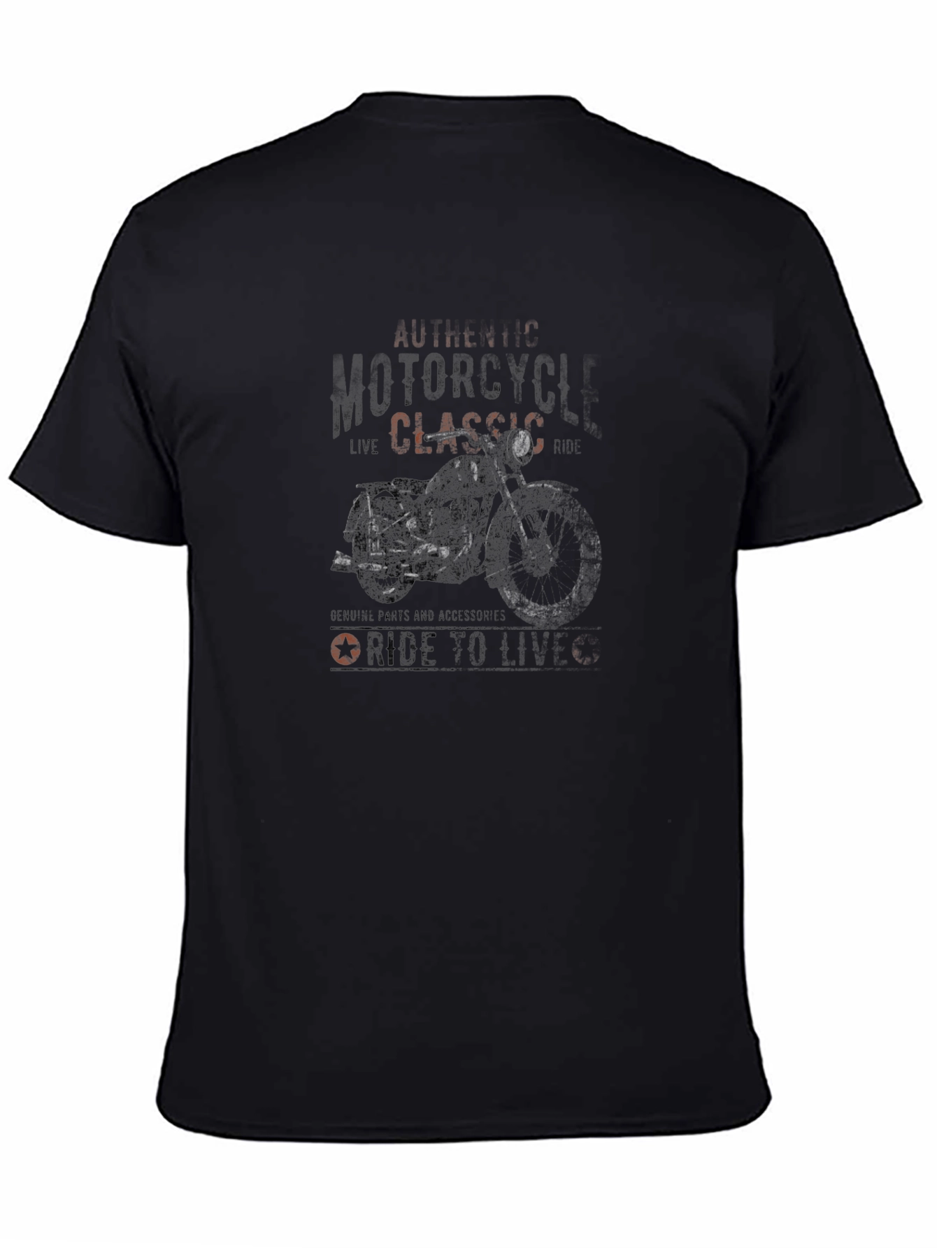 Black Classic Motorcycle Graphic Tee - Ride to Live view 4