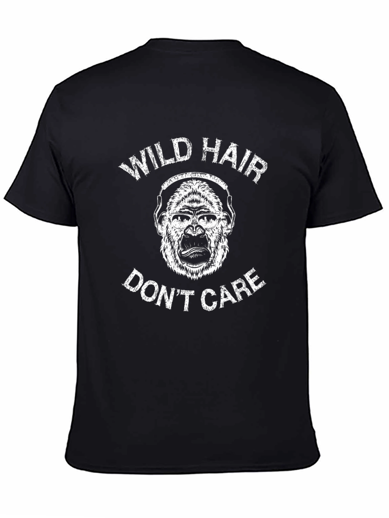 Black Wild Hair Don't Care Gorilla T-Shirt view 4