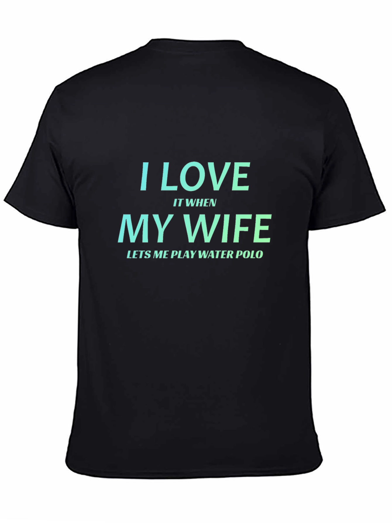 Black Funny Water Polo T-Shirt - Happy Wife, Happy Life view 4