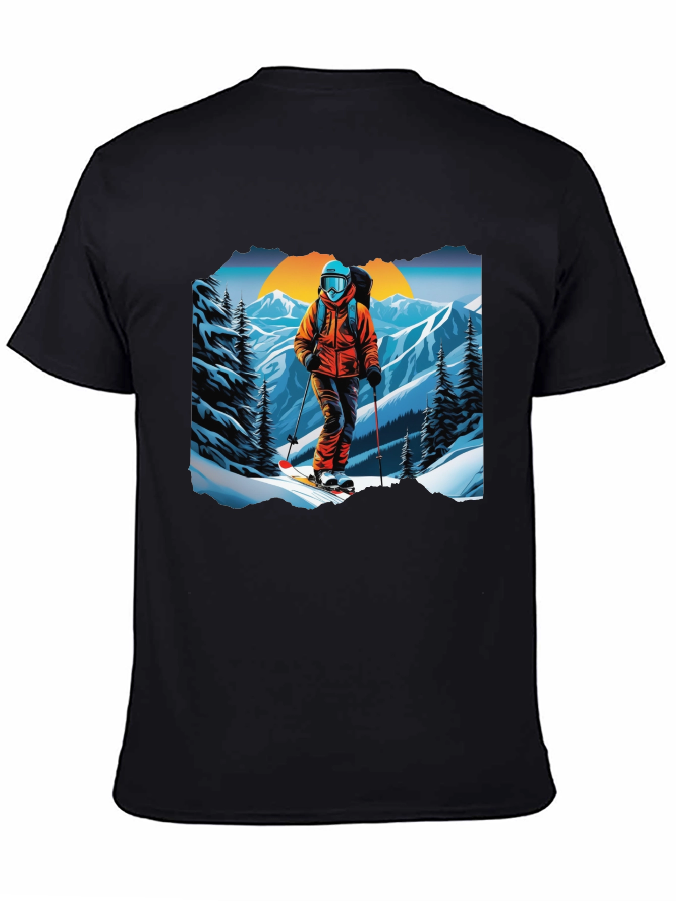 Black Ski Graphic Tee - Mountain Adventure Shirt view 4