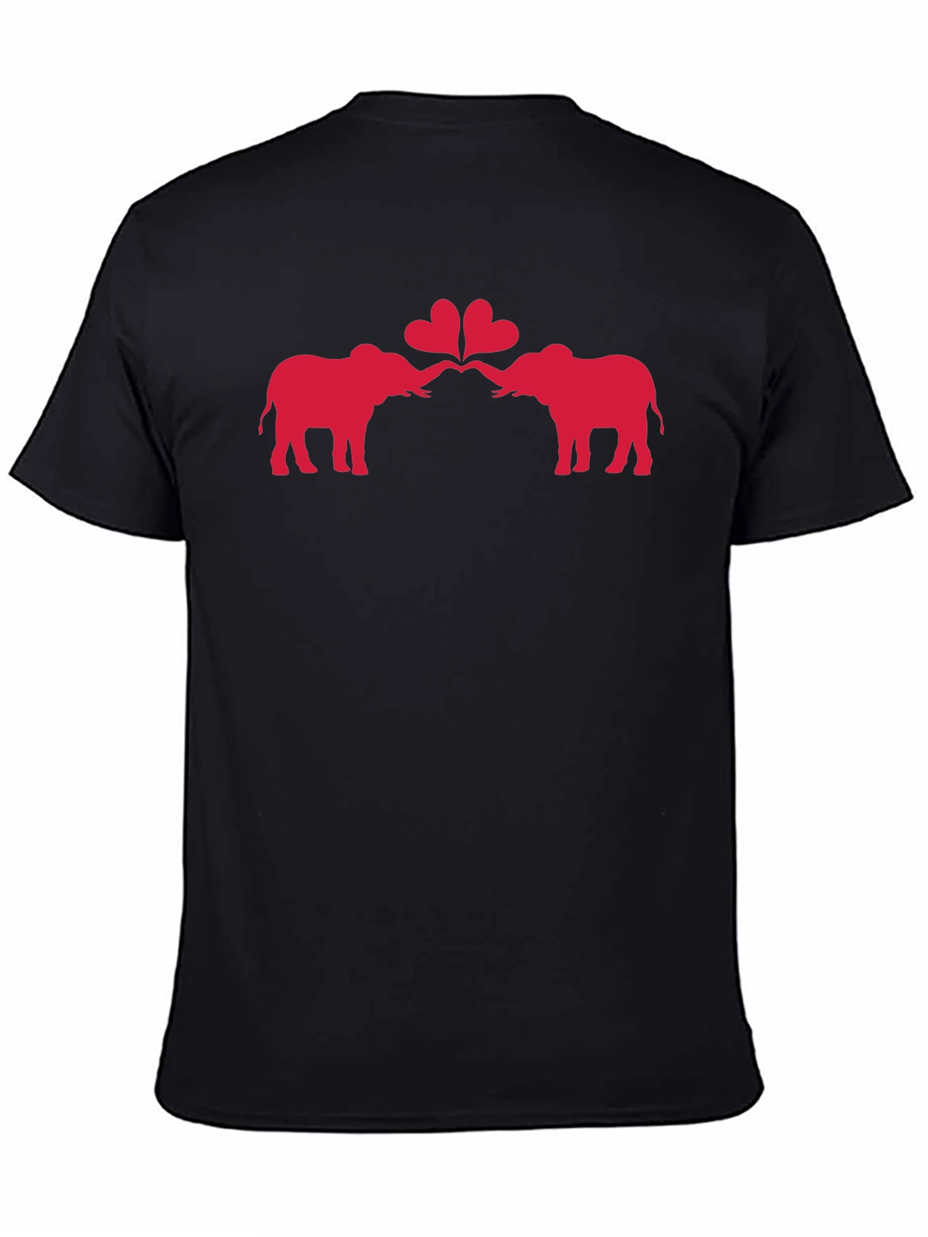 Black Elephant Love Heart Graphic Black T-Shirt view 4