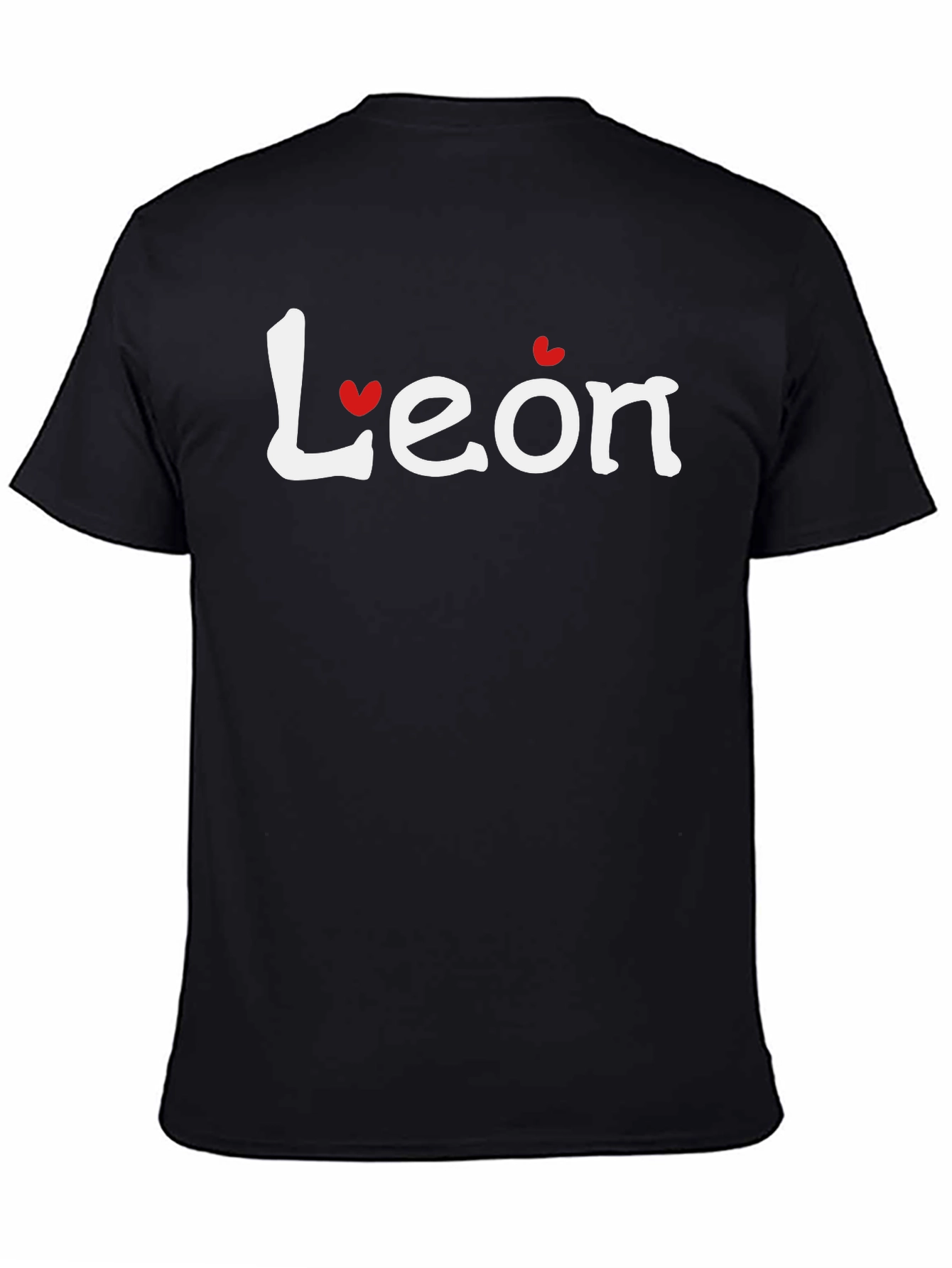 Black Leon Heart Graphic T-Shirt - Casual Crew Neck Tee view 4