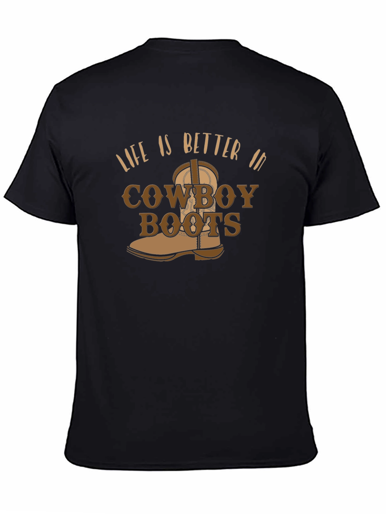 Black Cowboy Boots Graphic Tee - Western Style T-Shirt view 4