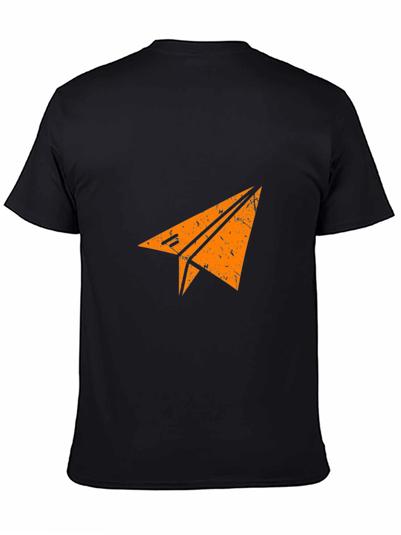 Black Men's Black T-shirt with Paper Airplane Graphic view 4