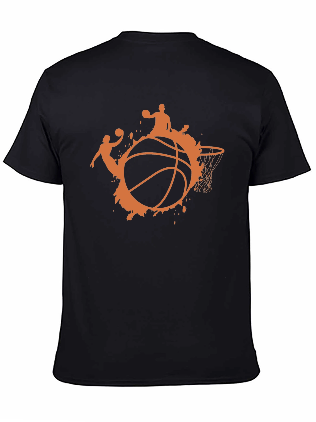 Black Basketball Graphic Tee - Black Cotton T-Shirt view 4