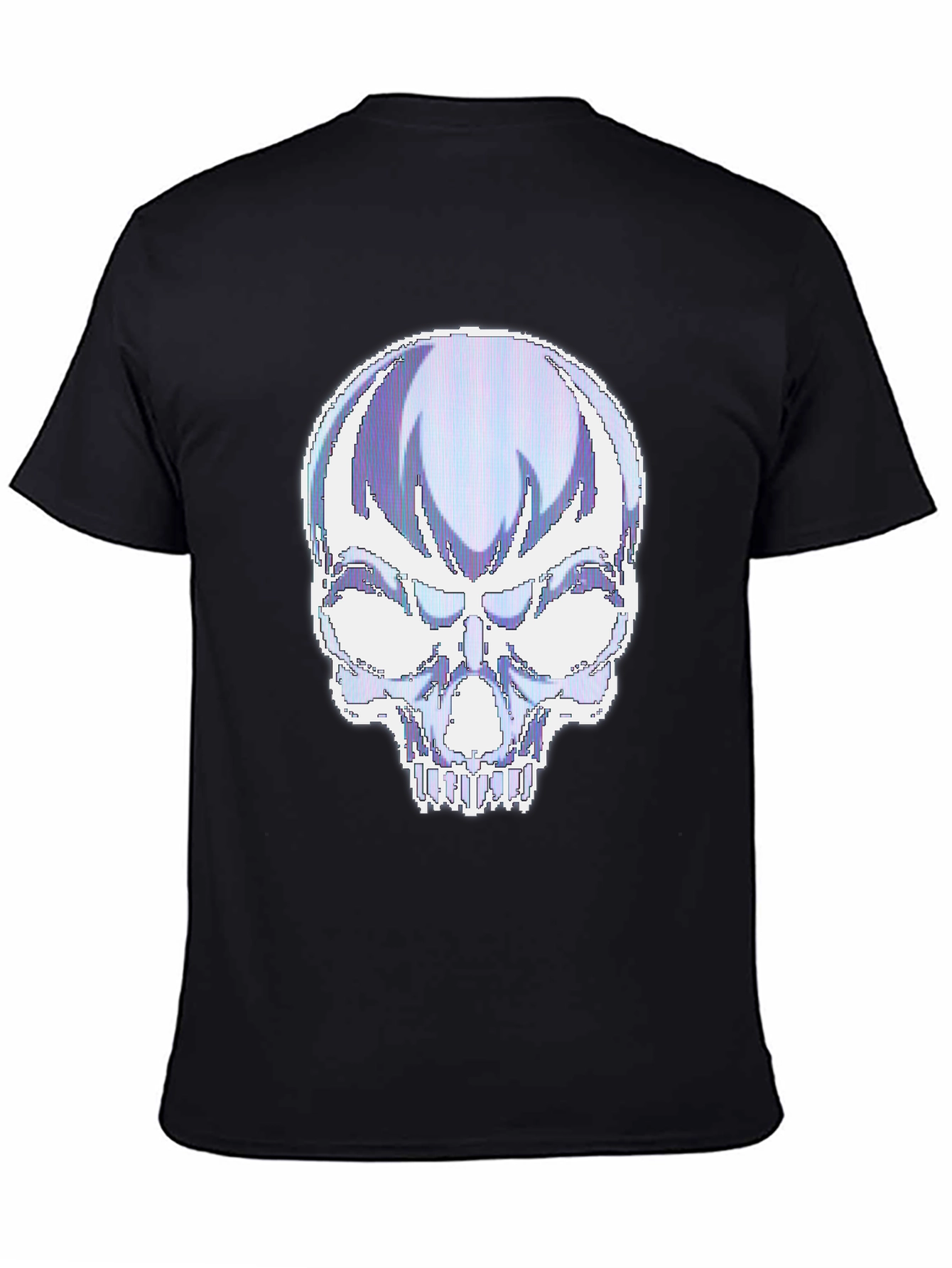 Black Pixelated Skull Graphic T-Shirt view 4