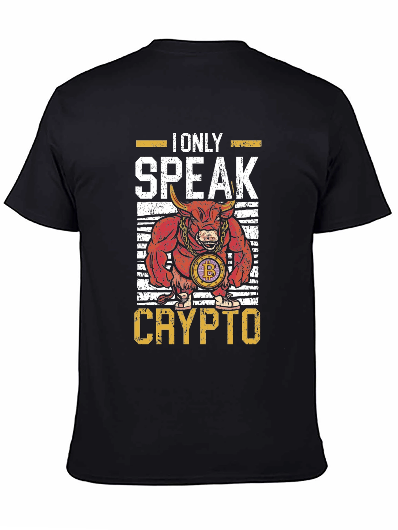 Black Crypto Bull T-Shirt - I Only Speak Crypto view 4