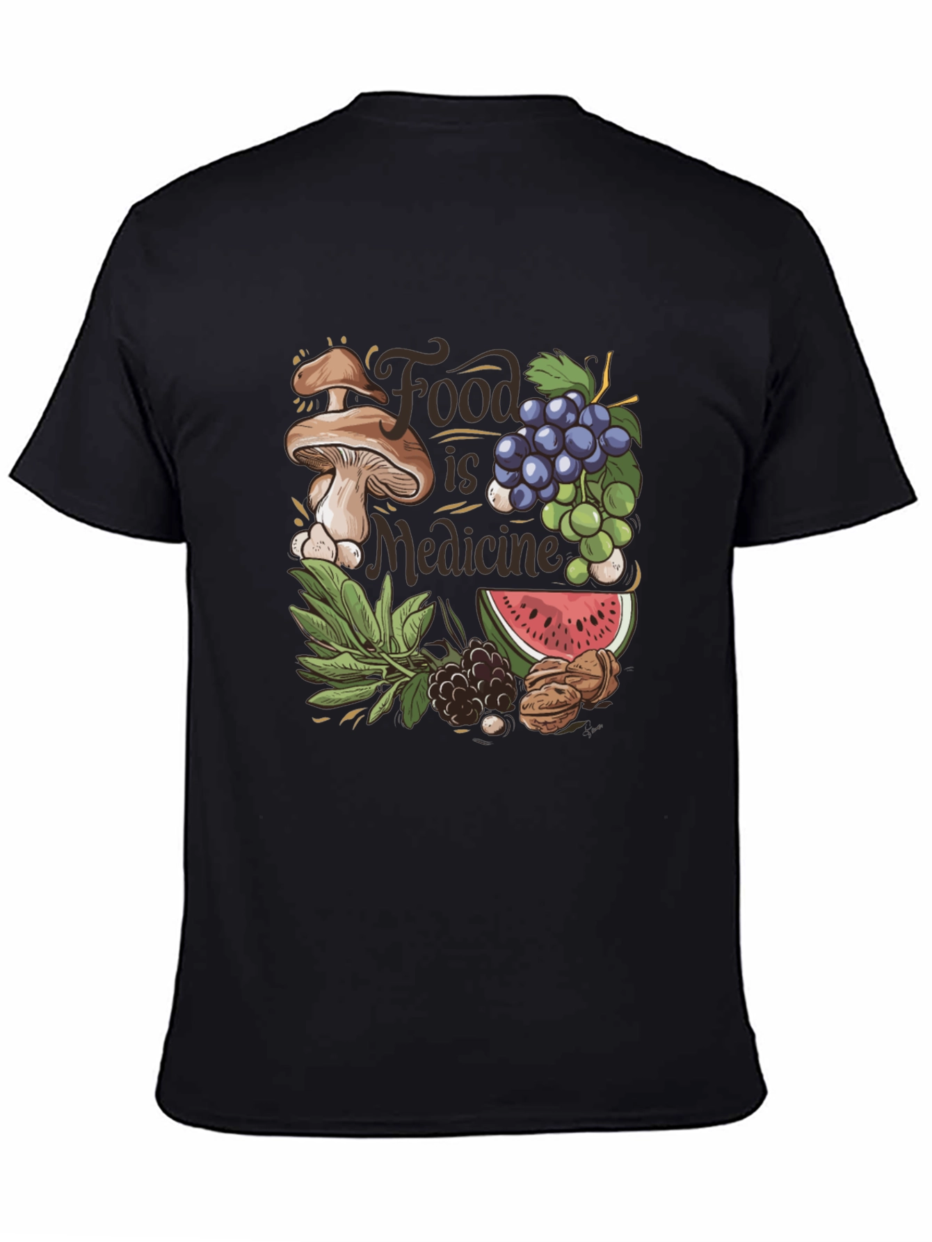 Black Food is Medicine Graphic T-Shirt view 4