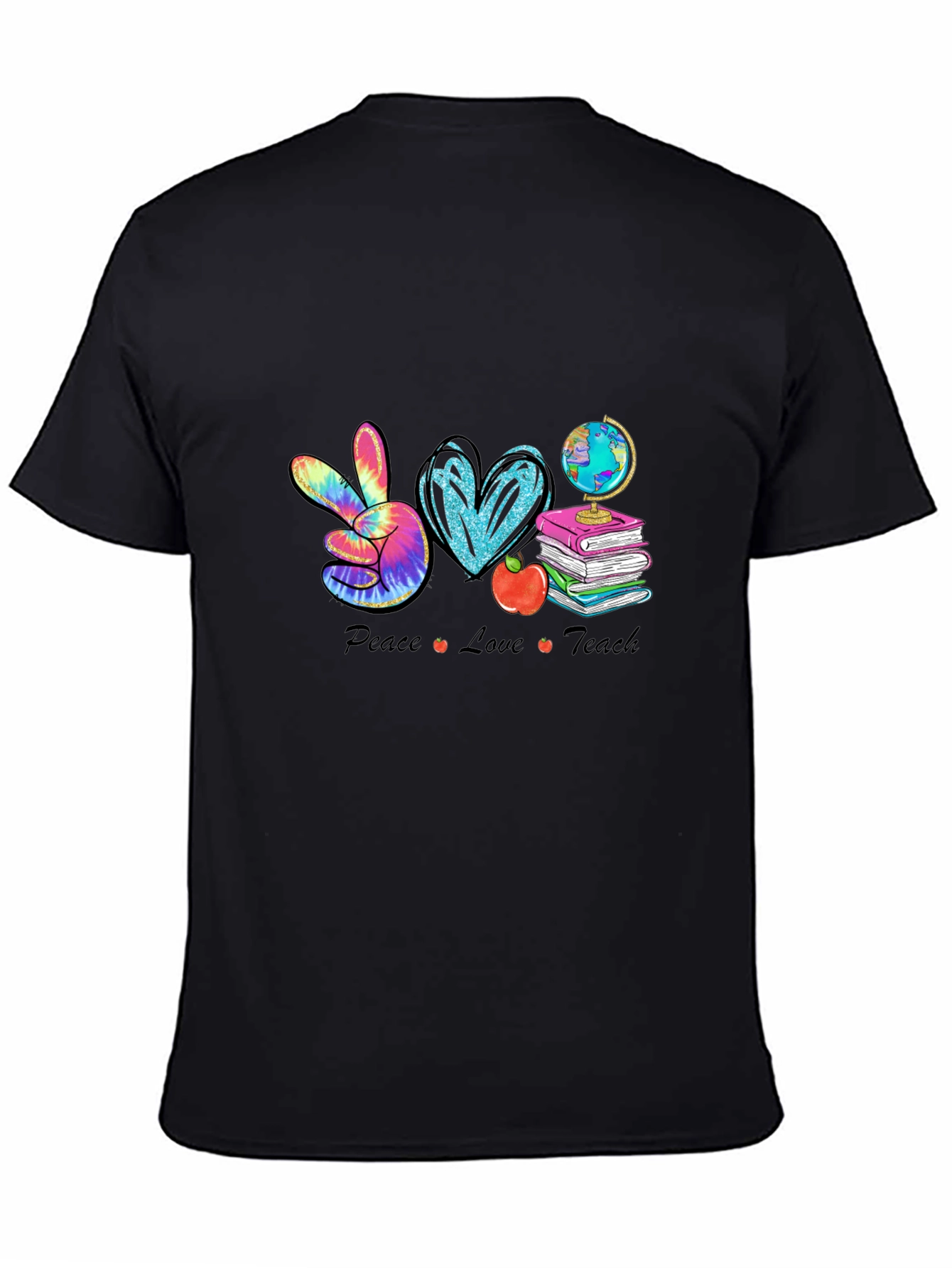 Black Peace Love Teach Graphic Tee view 4