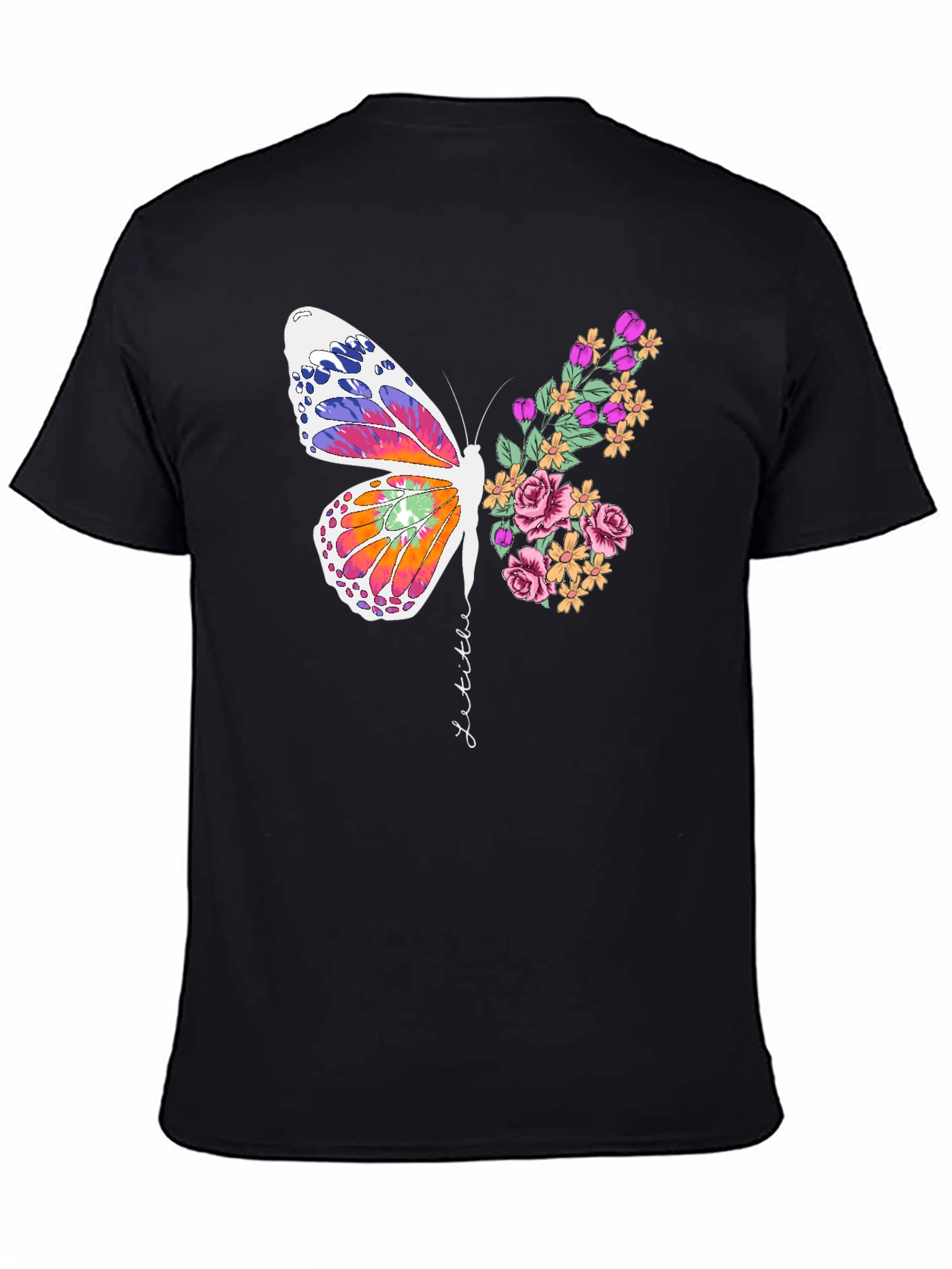 Black Butterfly Floral Graphic Tee - Unisex Cotton Blend view 4