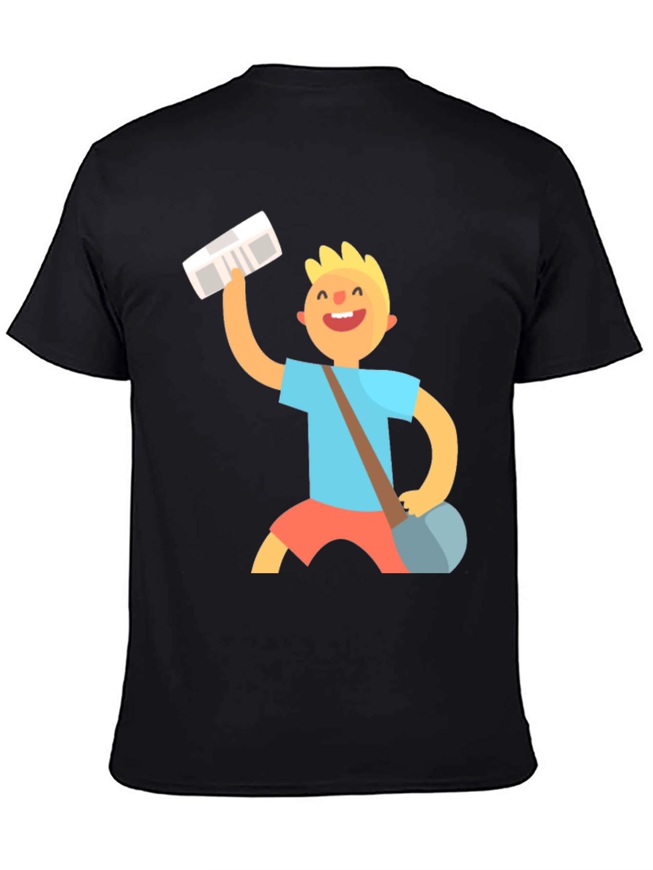 Black Cartoon Mailman Black T-Shirt view 4