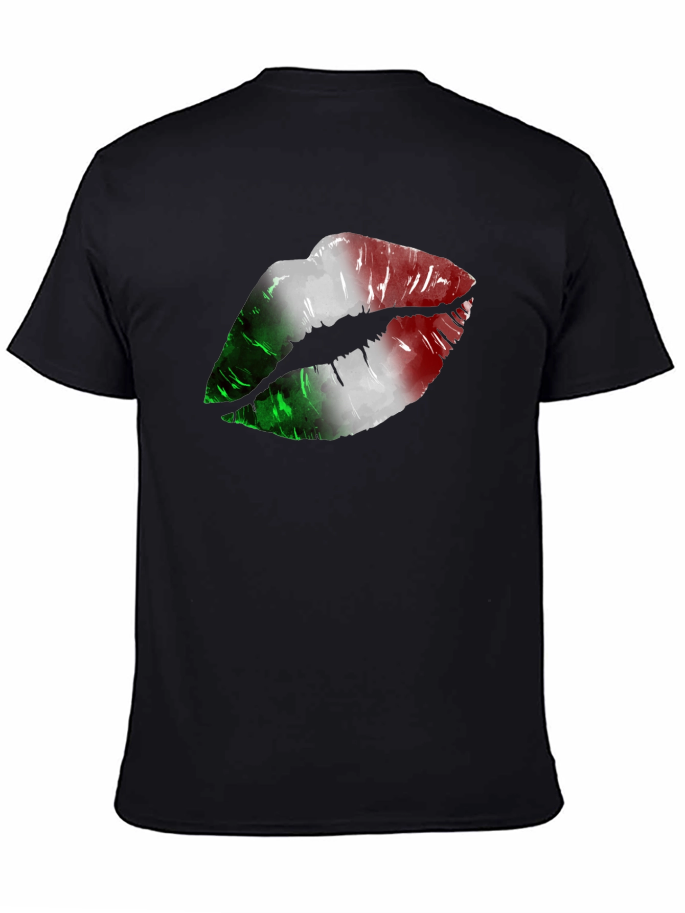Black Italian Flag Lips Graphic T-Shirt view 4