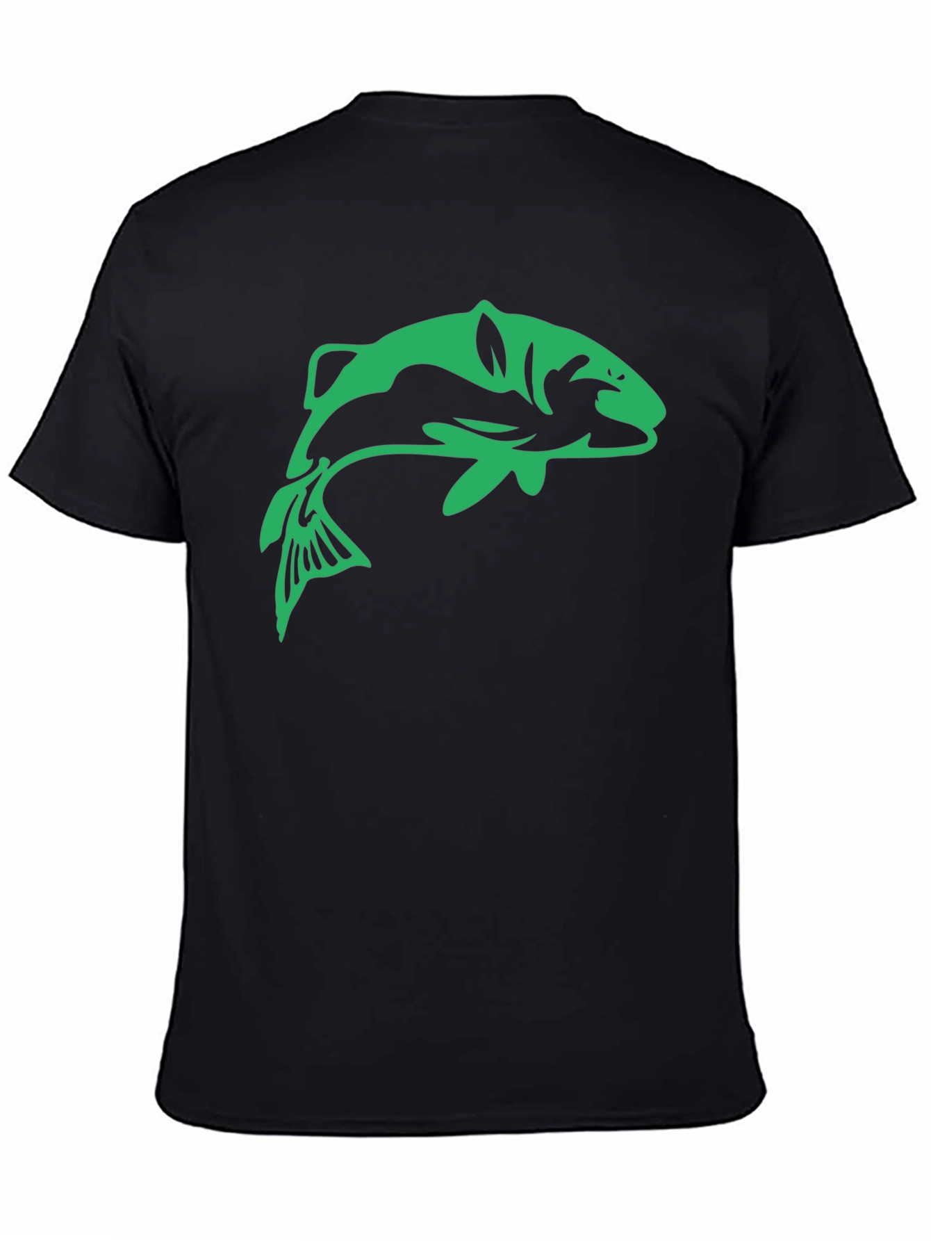 Black Bass Fish Graphic Tee - Black Casual T-Shirt view 4