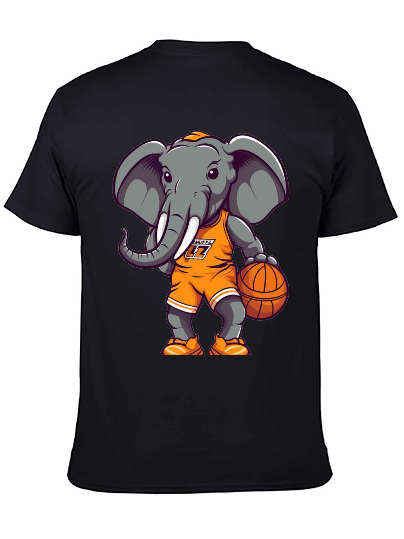 Black Cartoon Elephant Basketball T-Shirt view 4