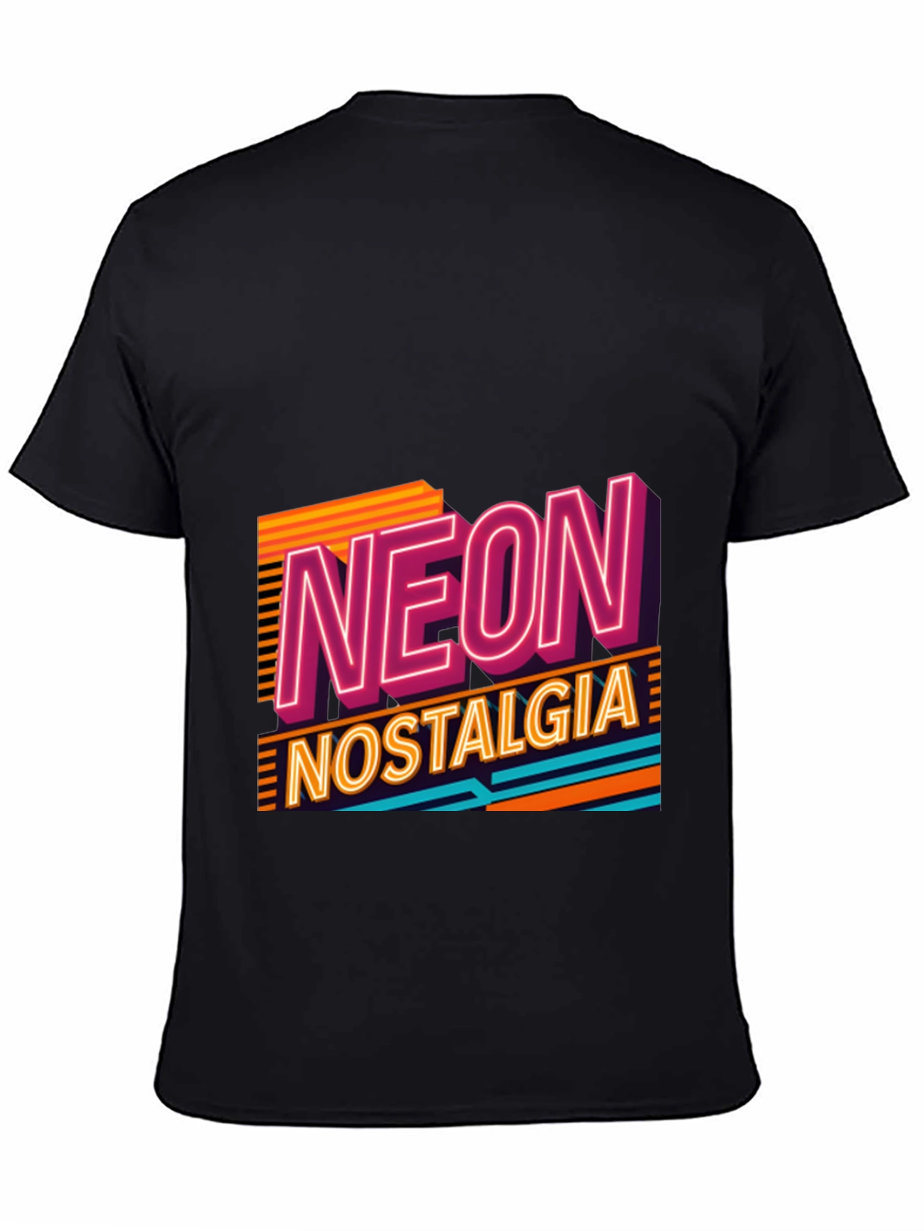 Black Retro Neon Nostalgia Graphic Tee view 4