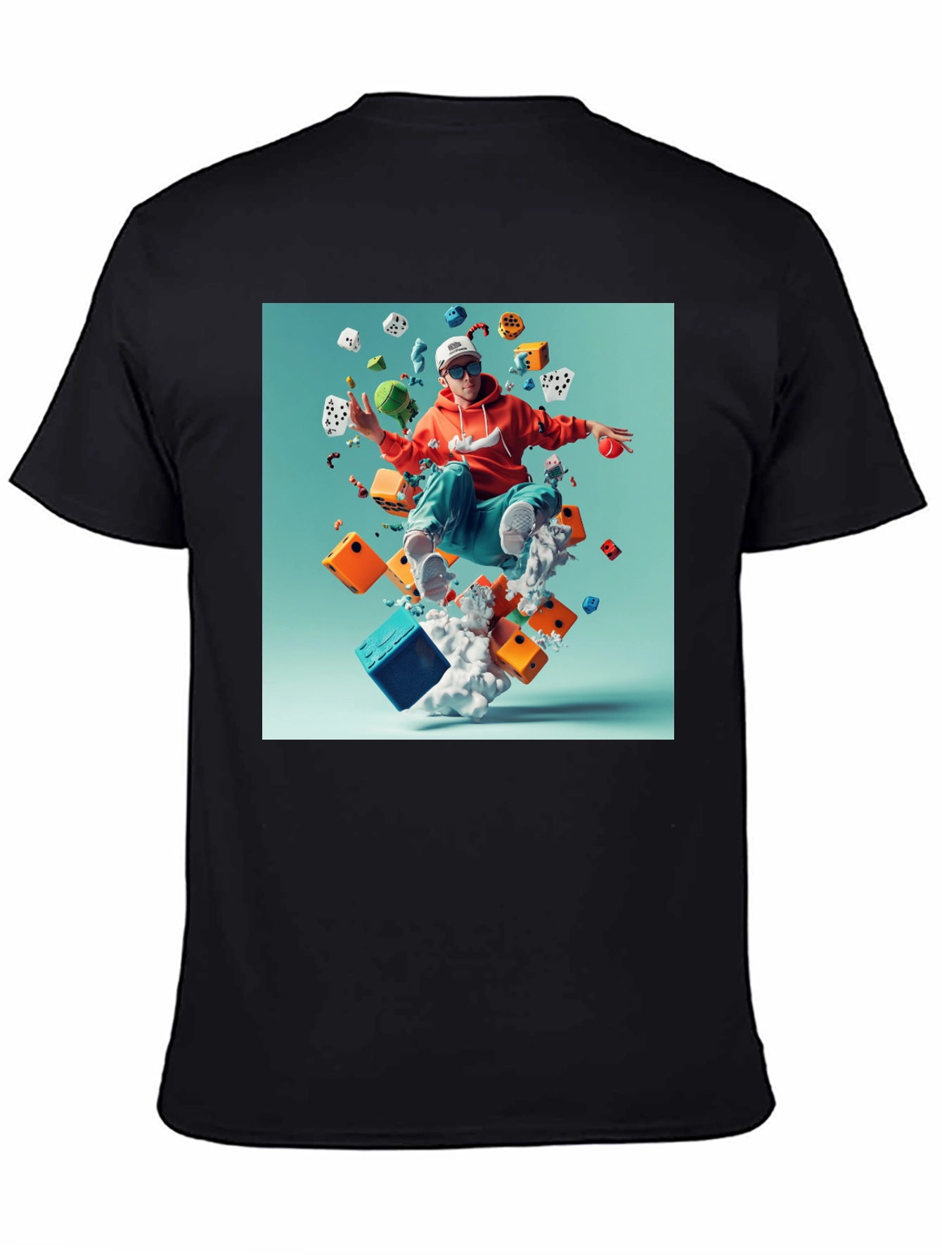Artistic Dice Graphic Tee - Casual Cotton T-Shirt - 4
