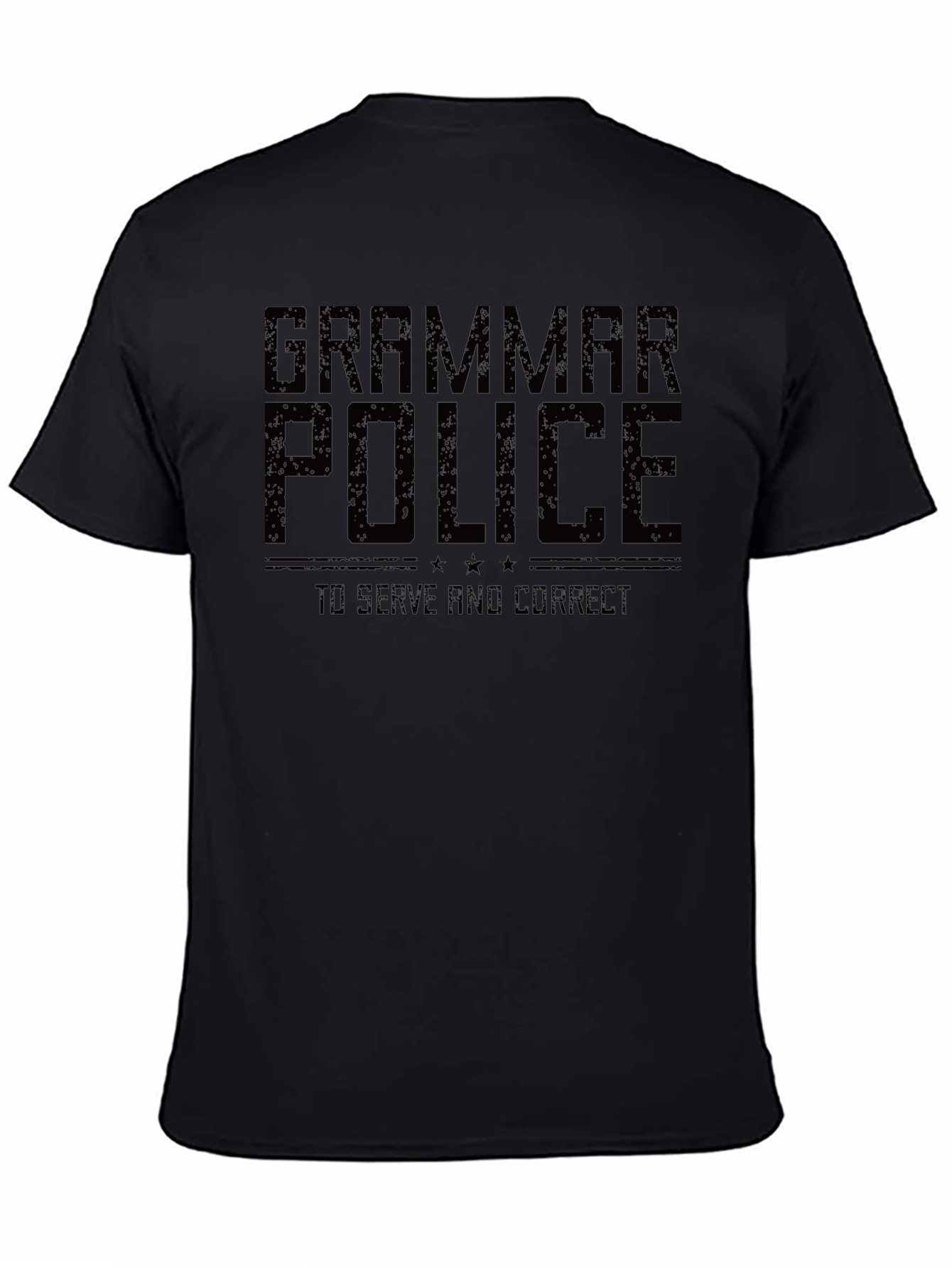 Black Grammar Police T-Shirt - To Serve and Correct view 4