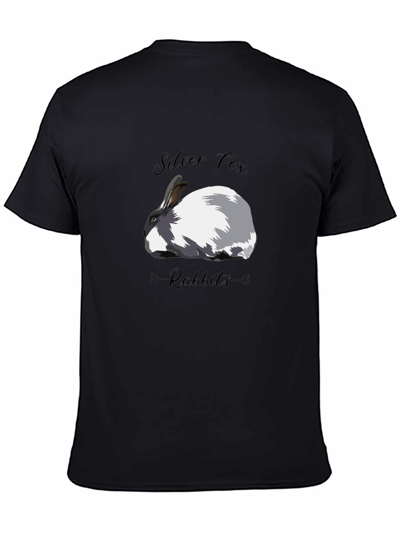 Black Silver Fox Rabbit Graphic T-Shirt view 4