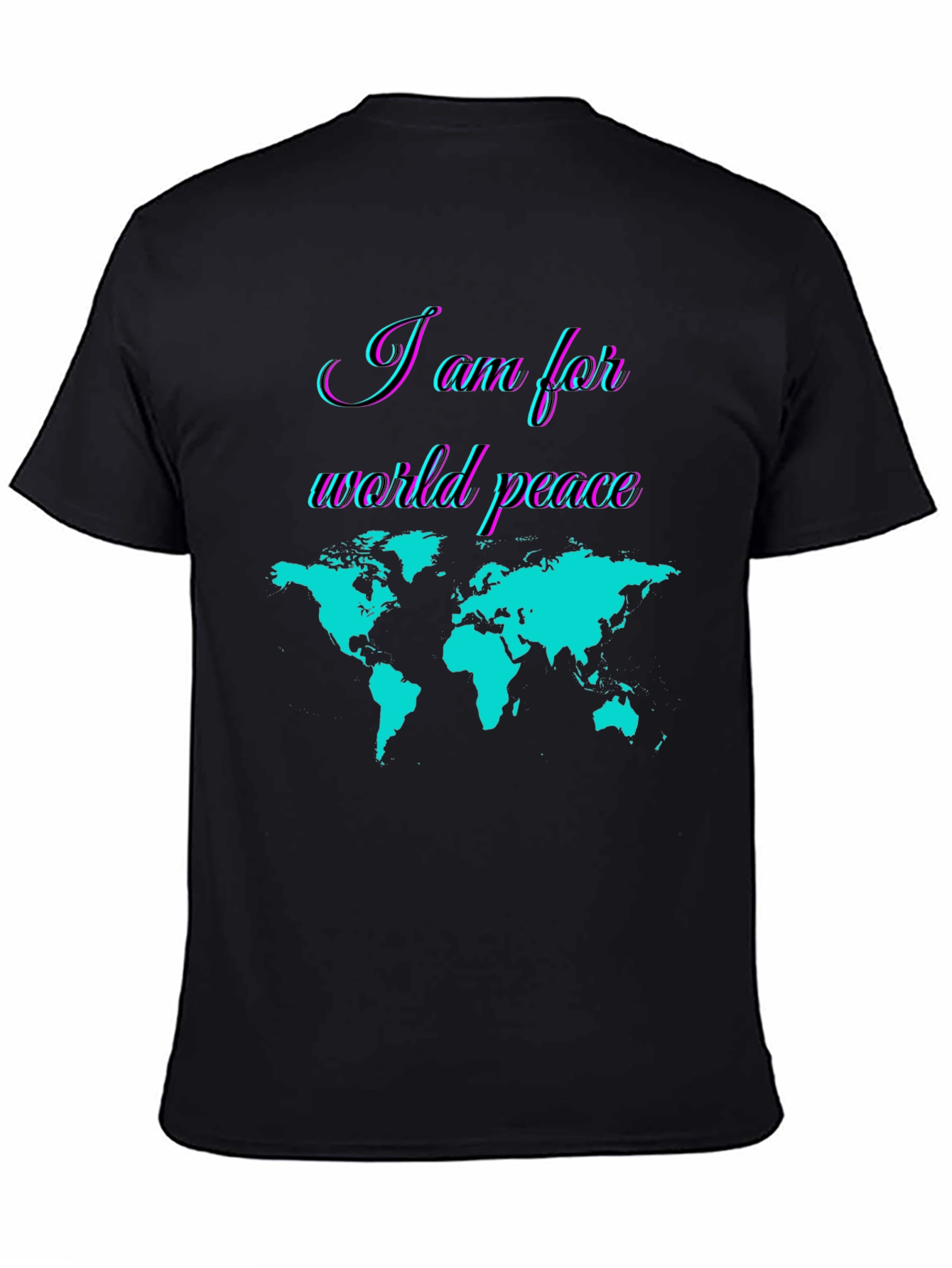 Black World Peace Graphic T-Shirt - Stylish Global Unity Design view 4