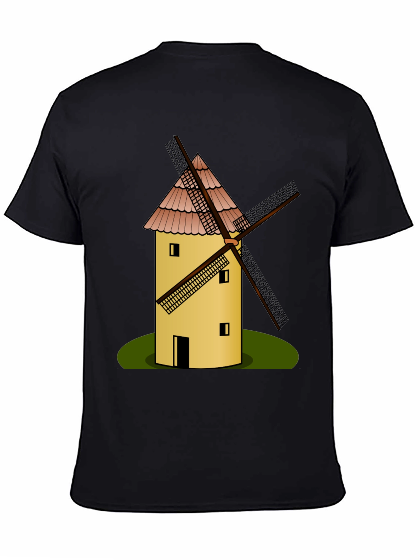 Black Windmill Graphic T-Shirt - Black Cotton Tee view 4