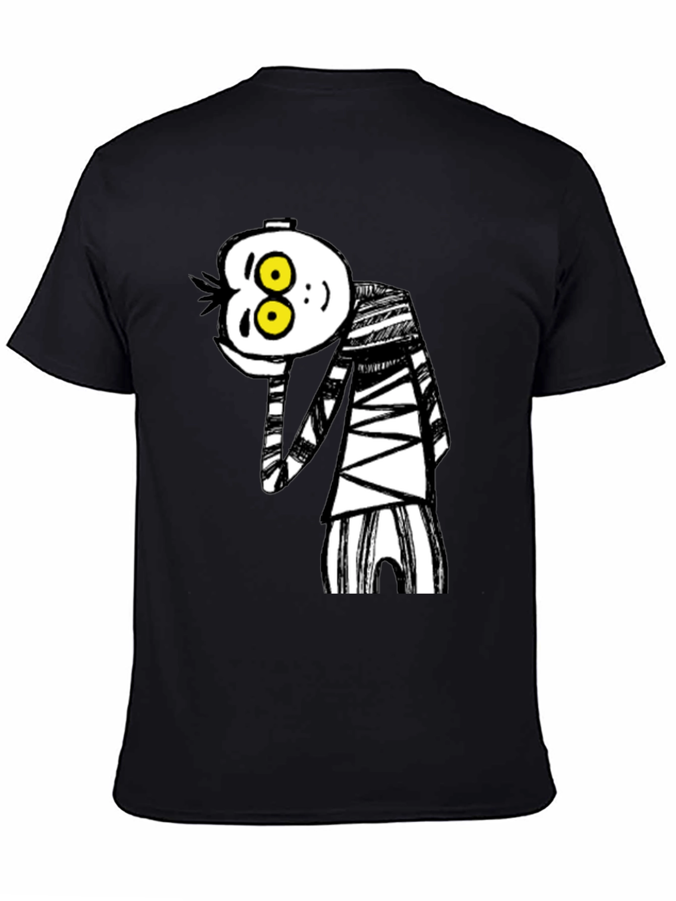 Black Whimsical Cartoon Character Graphic T-Shirt view 4