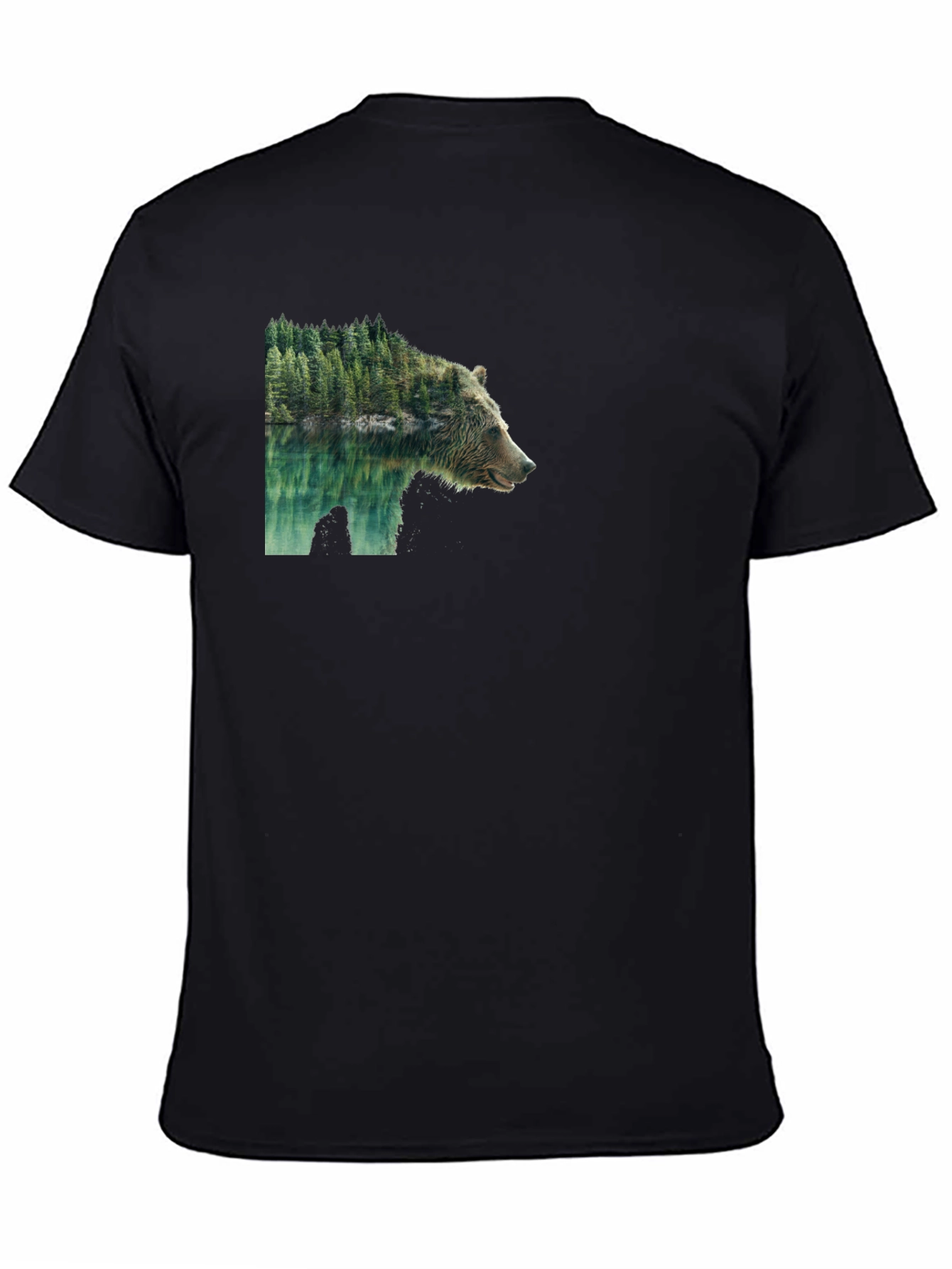 Black Bear & Forest Graphic Tee - Nature Inspired Print view 4