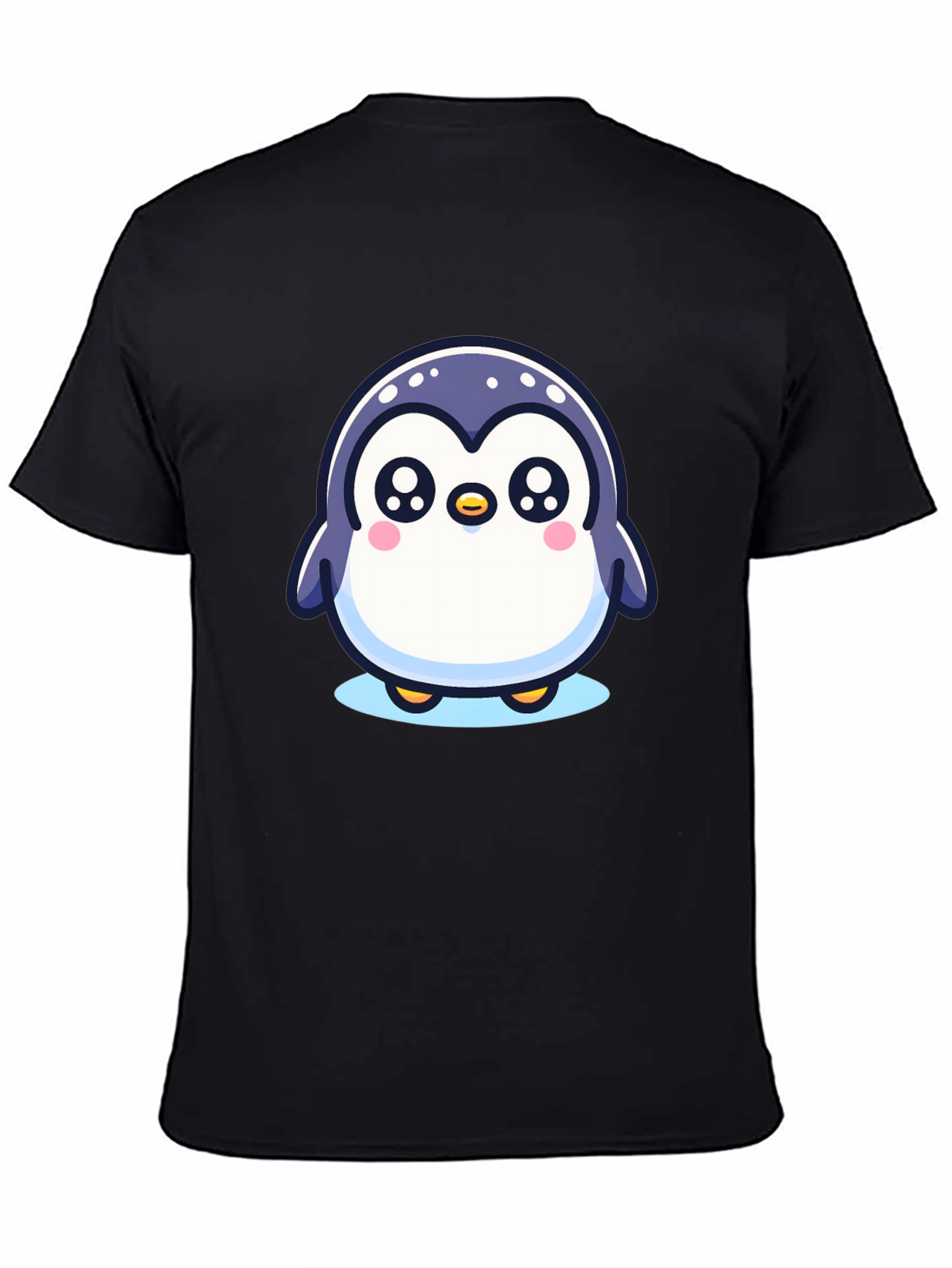 Black Cute Penguin Graphic Black T-Shirt view 4