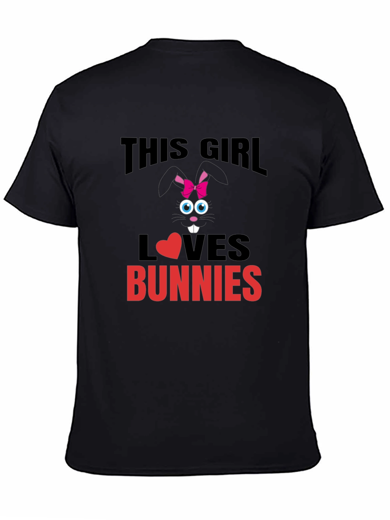 Black This Girl Loves Bunnies T-Shirt - Black Cotton Tee view 4