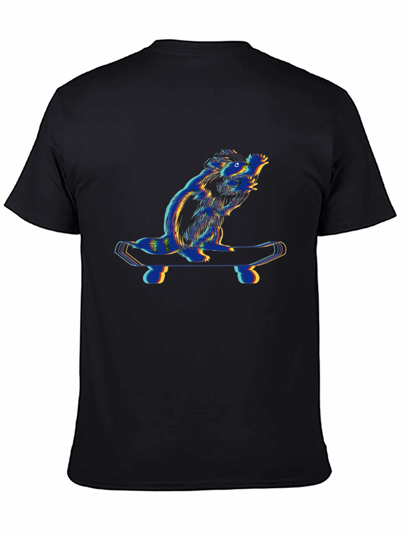 Black Cool Beaver Skateboarder Black T-Shirt view 4